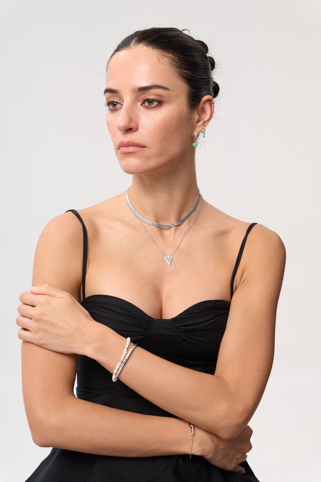 Pave Long Heart Necklace - Flaire & Co.