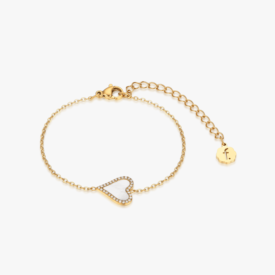 Pave Mother of Pearl Heart Bracelet - Flaire & Co.