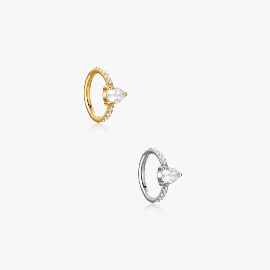 Pave Pear Gem Clicker Hoop - Flaire & Co.