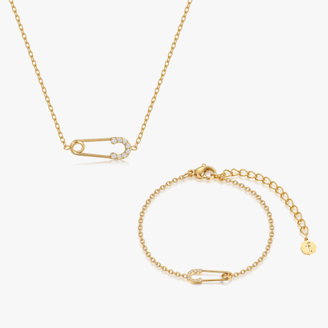 Pave Safety Pin Gold Bundle - Flaire & Co.