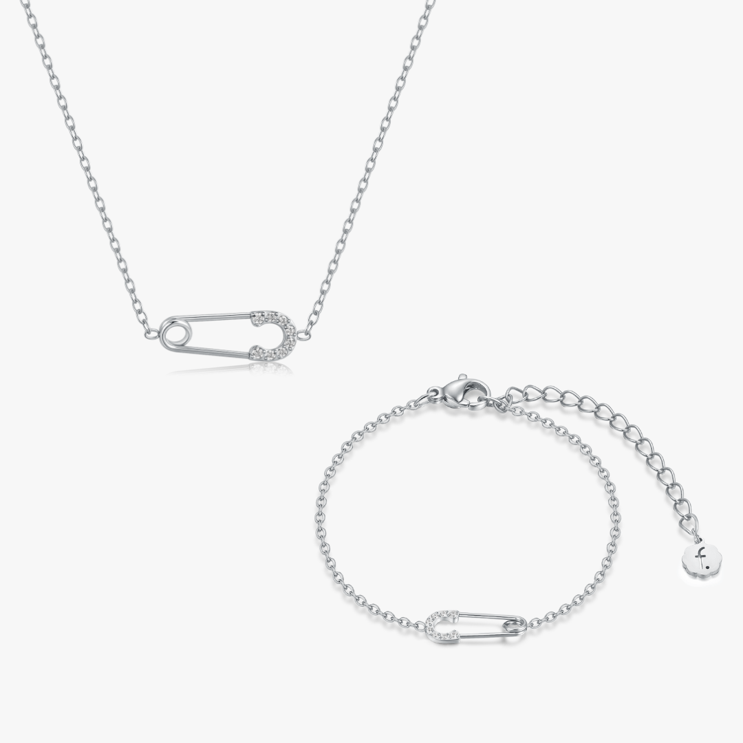 Pave Safety Pin Silver Bundle - Flaire & Co.