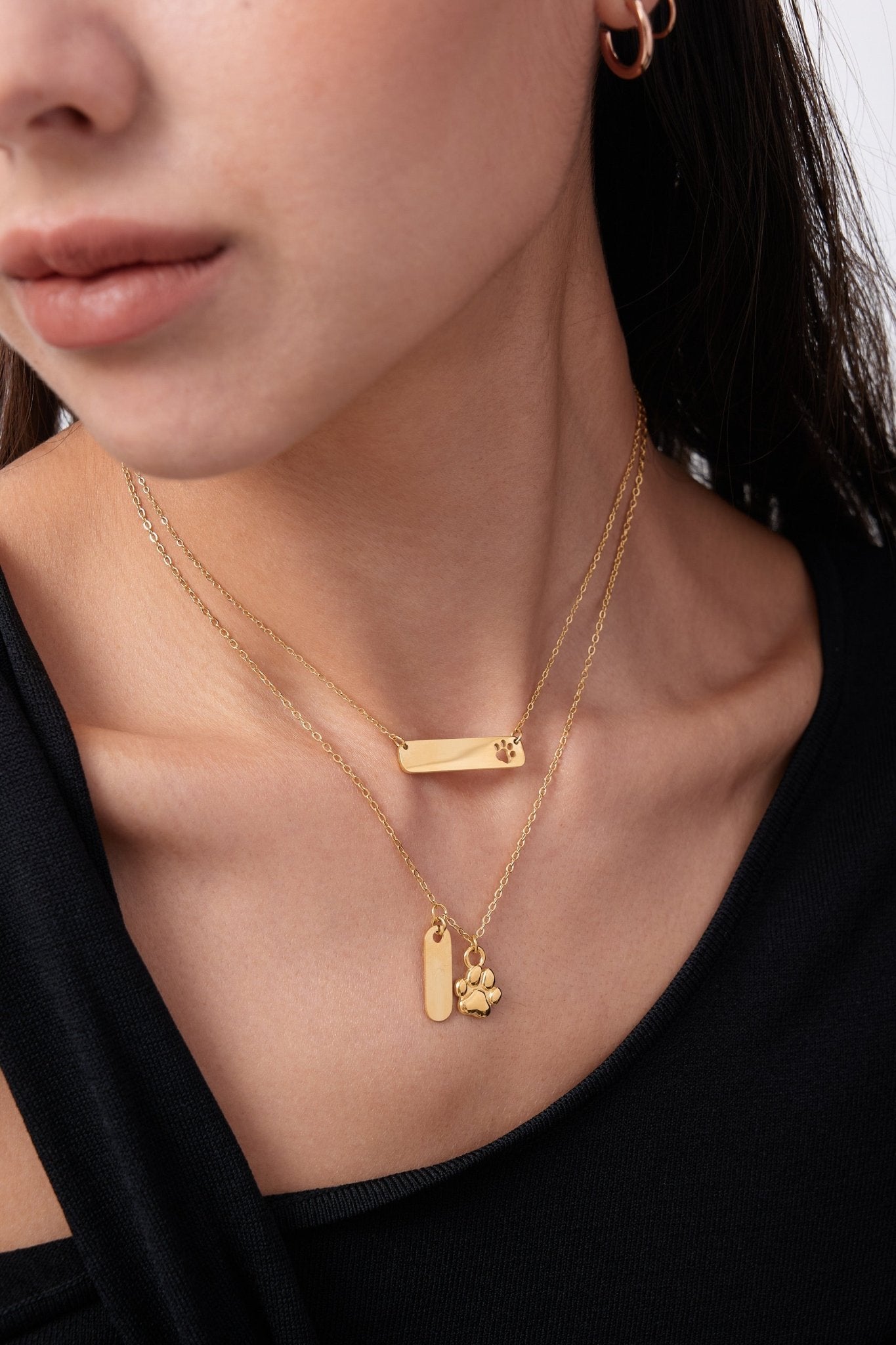 Paw Horizontal Bar Necklace (Pawsitive Change Collection) - Flaire & Co.