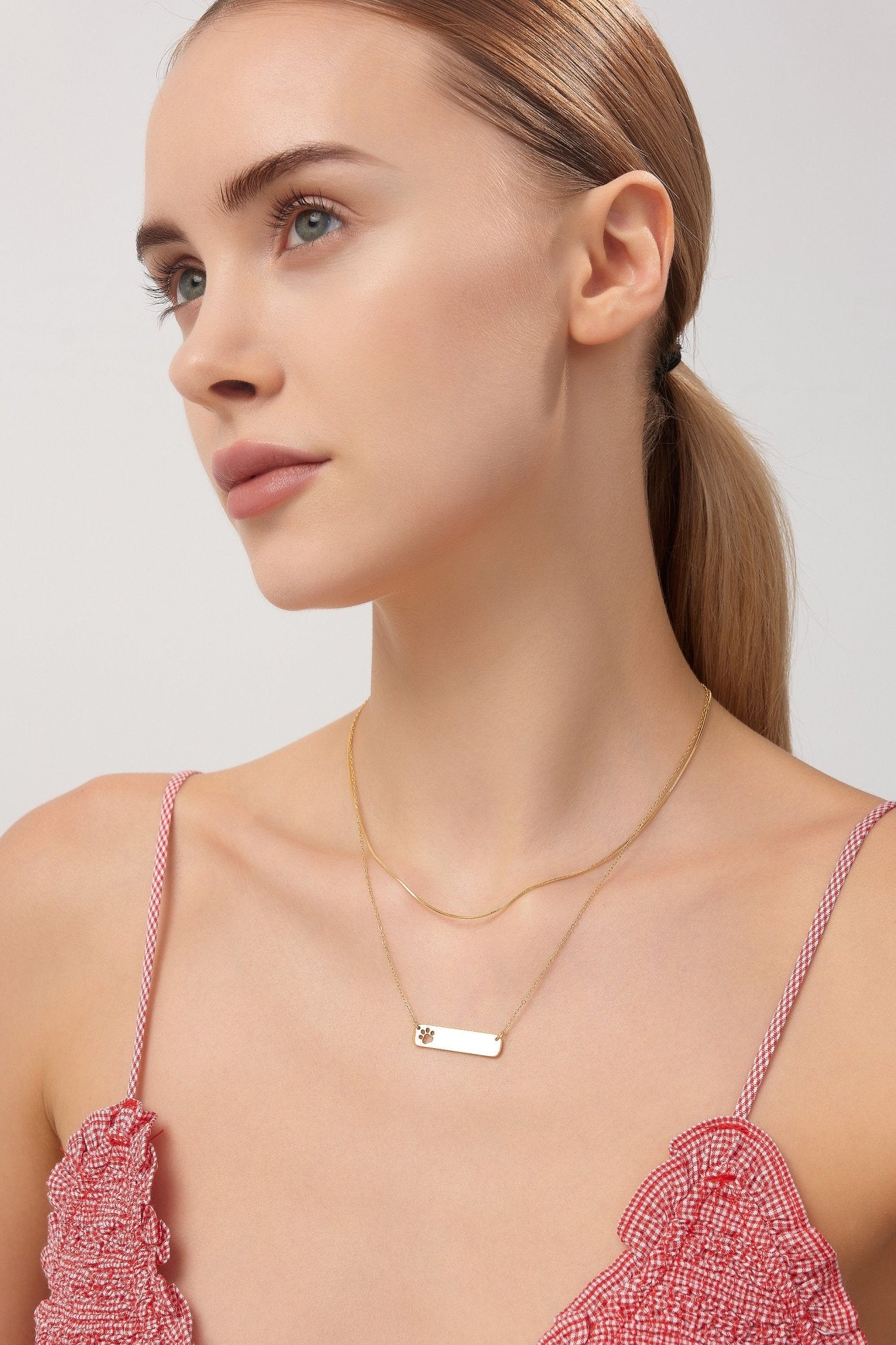 Paw Horizontal Bar Necklace (Pawsitive Change Collection) - Flaire & Co.