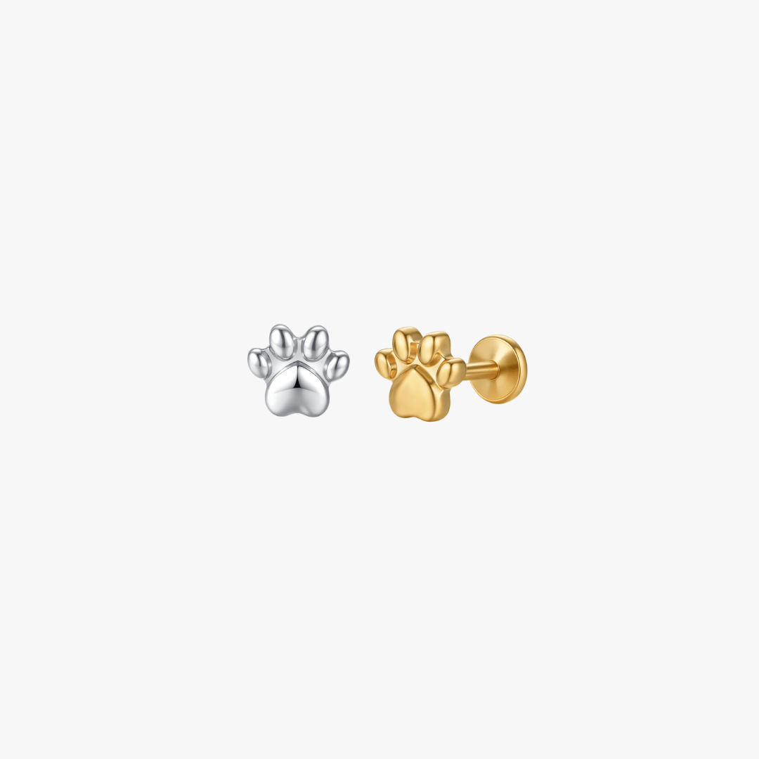 Paw Titanium Flat Back Stud (Single) (Pawsitive Change Collection) - Flaire & Co.