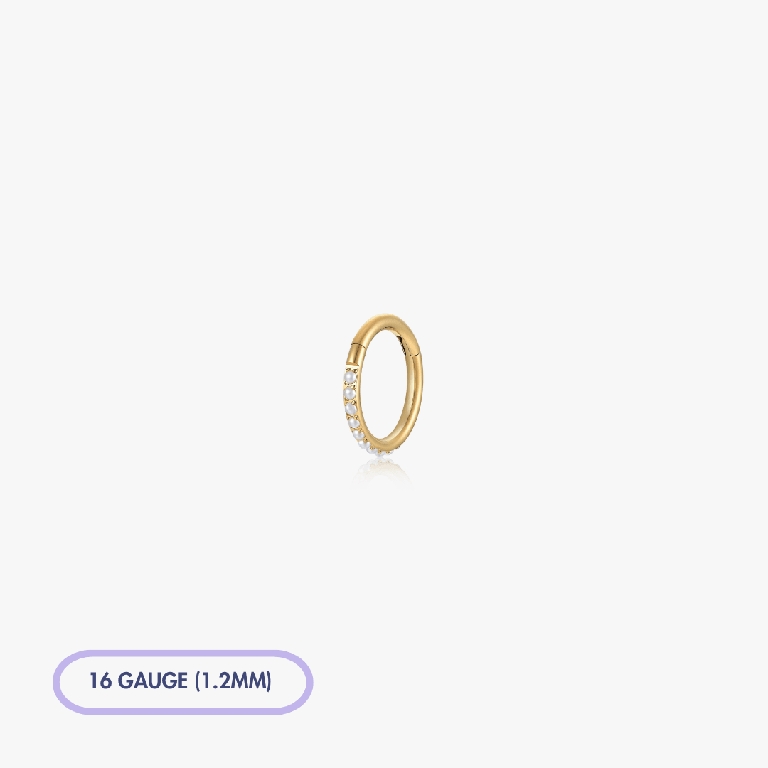 Pearl Gem Titanium Clicker Hoop (Single) - Flaire & Co.