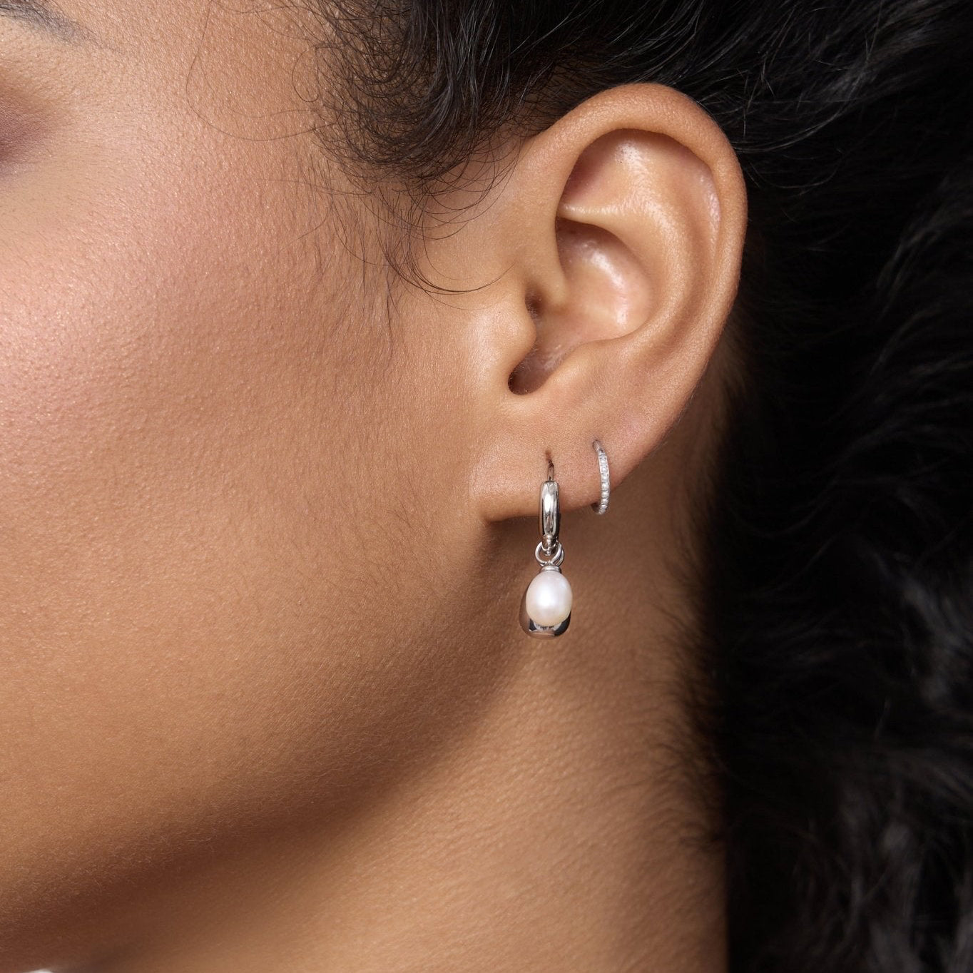 Pearl Tear Drop Hoop Earrings - Flaire & Co.