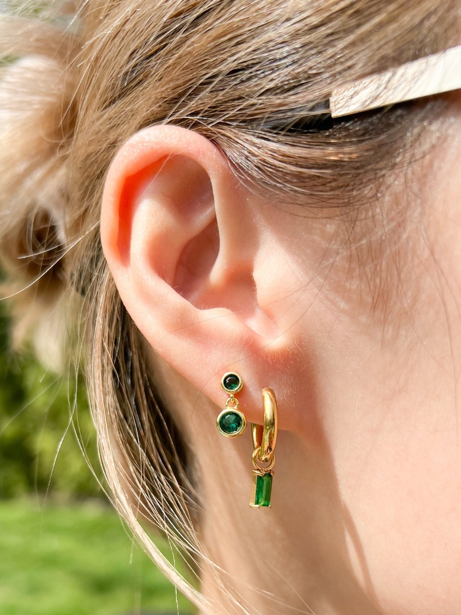 Rectangle Hoop Charms in Gold - Flaire & Co.