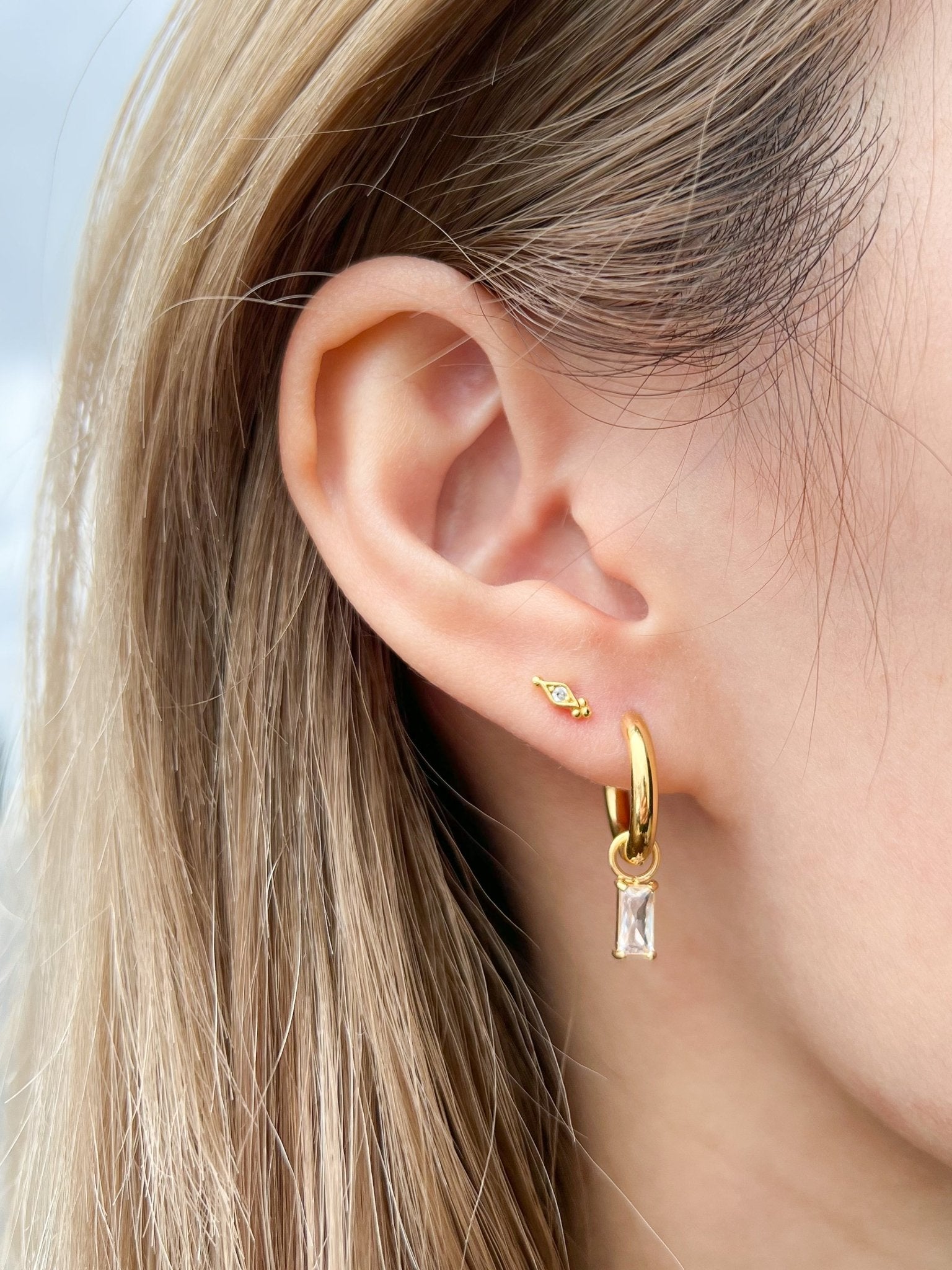 Rectangle Hoop Charms in Gold - Flaire & Co.