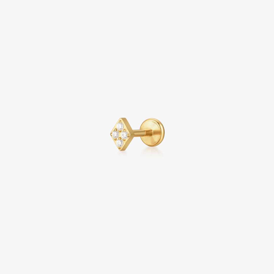 Rhombus Titanium Flat Back Stud (Single) - Flaire & Co.