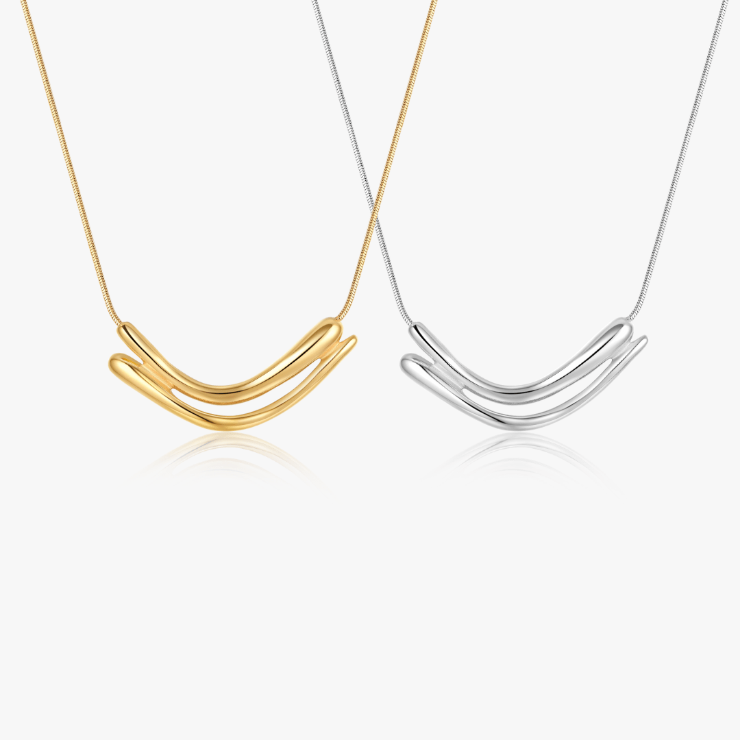 Rowan Dual Curved Bar Necklace - Flaire & Co.