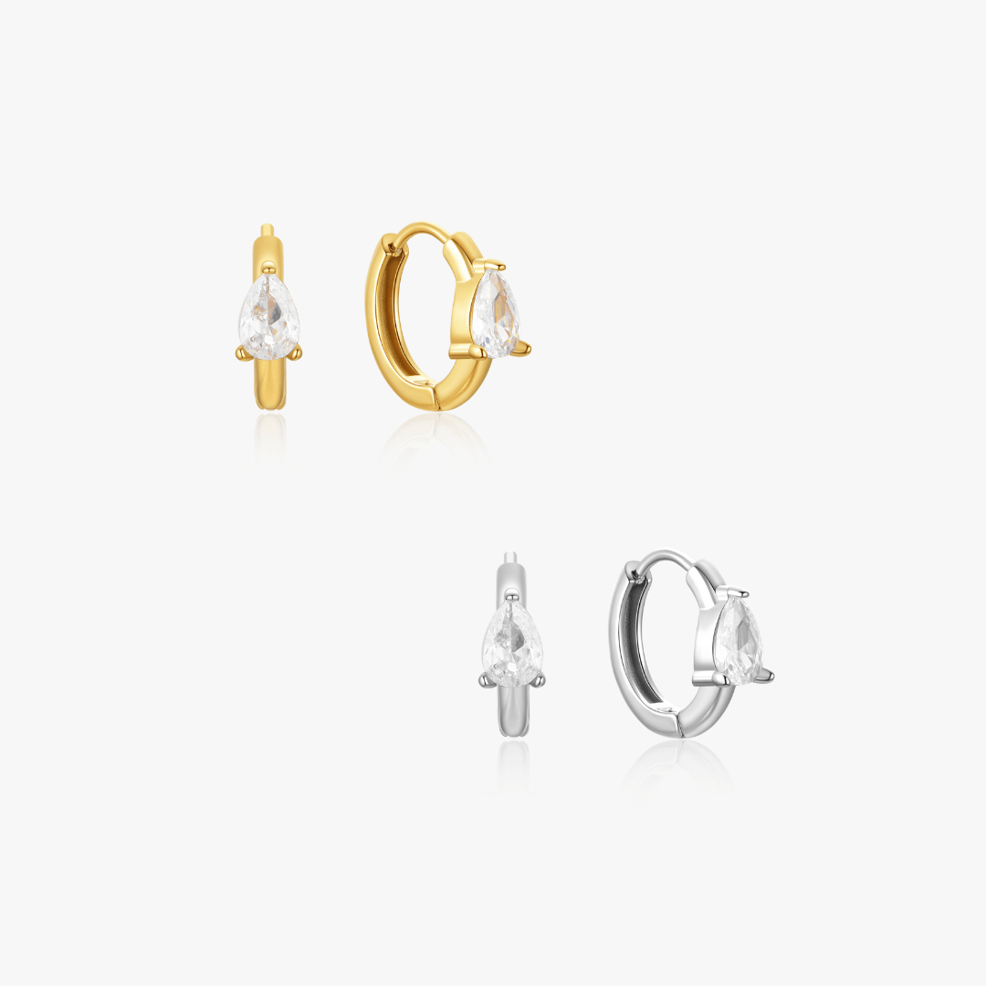 Selene Pear Gem Mini Hoops - Flaire & Co.
