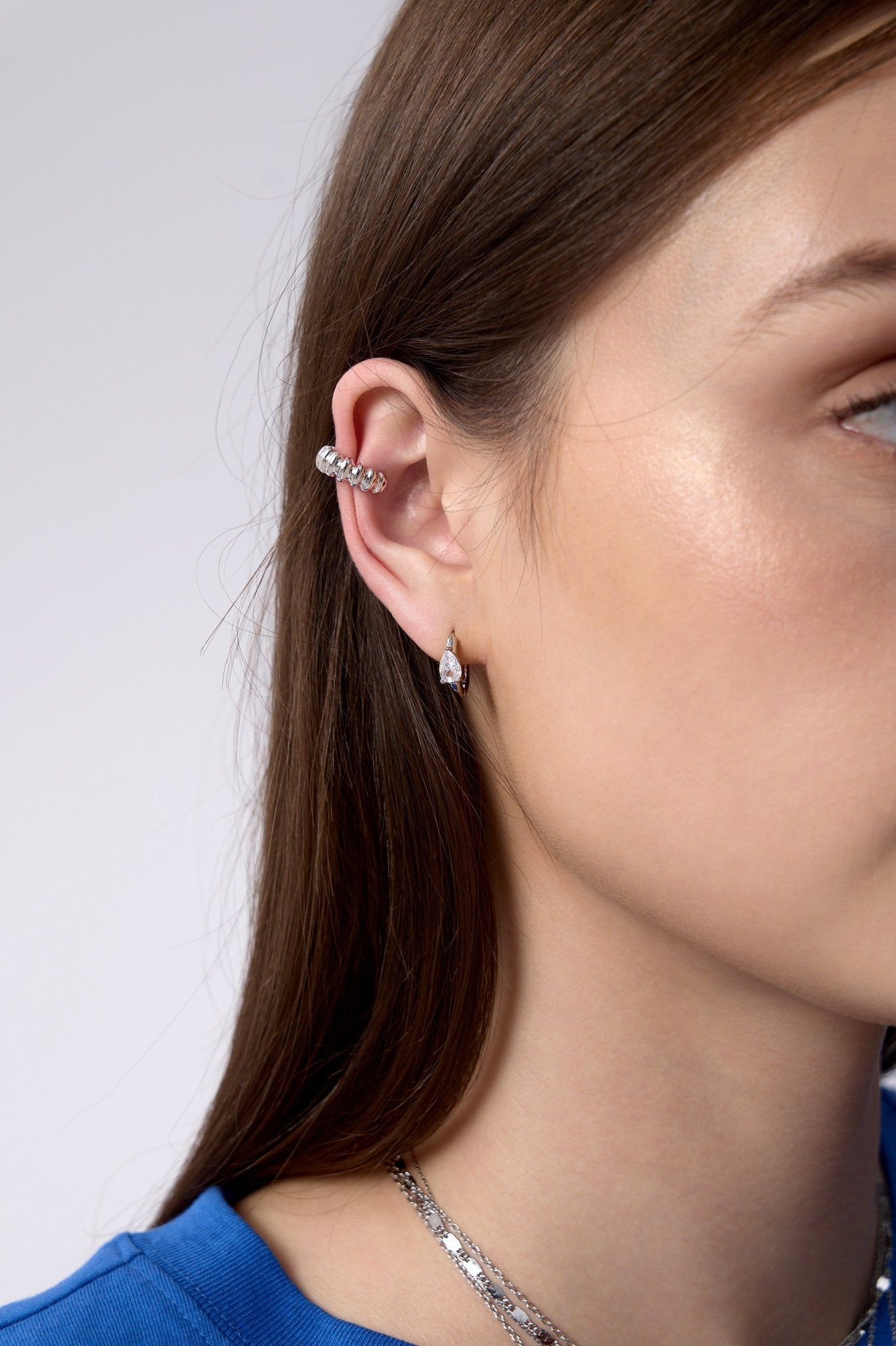 Selene Pear Gem Mini Hoops - Flaire & Co.
