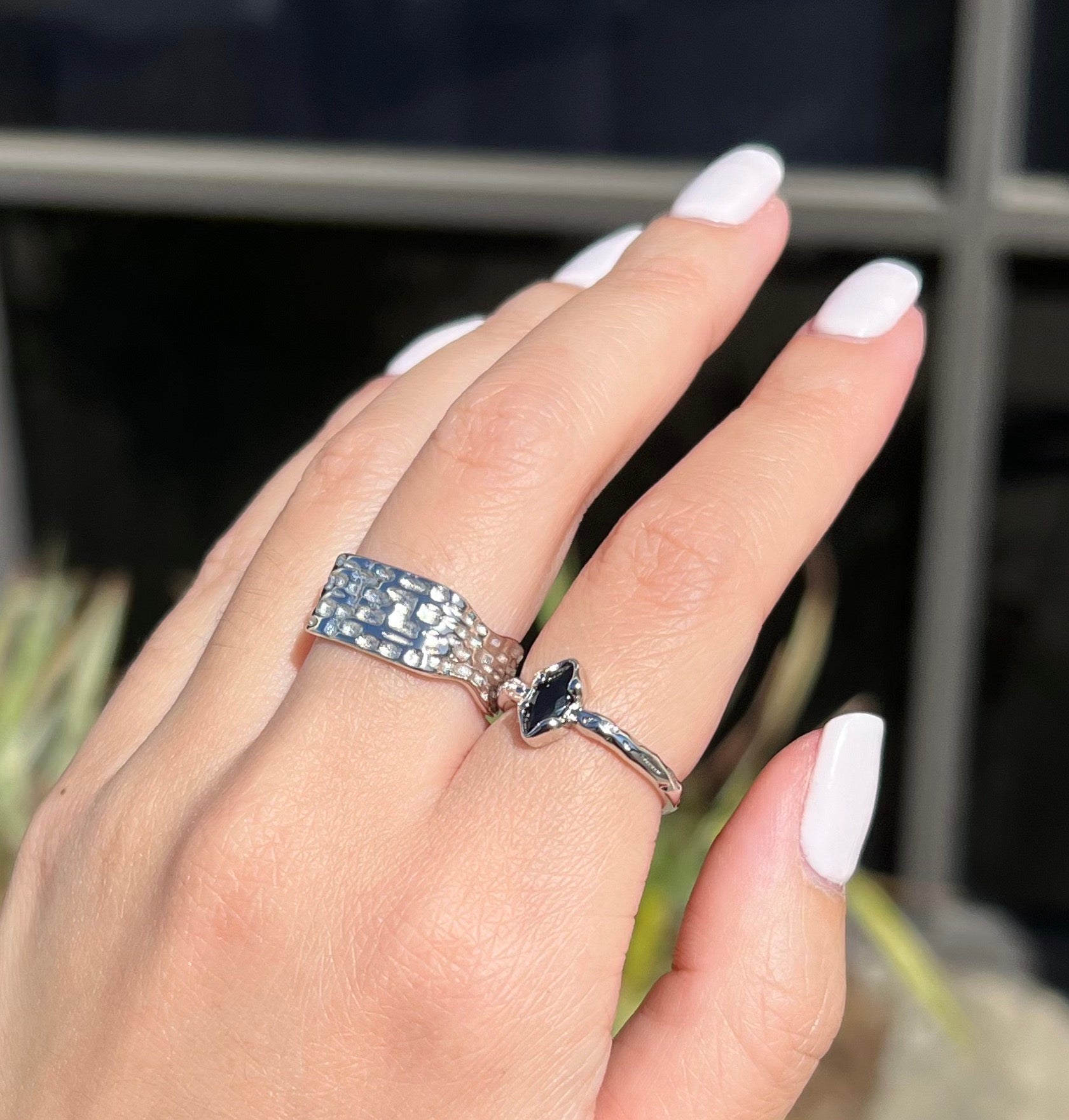 Signet Texture Adjustable Sterling Silver Ring - Flaire & Co.