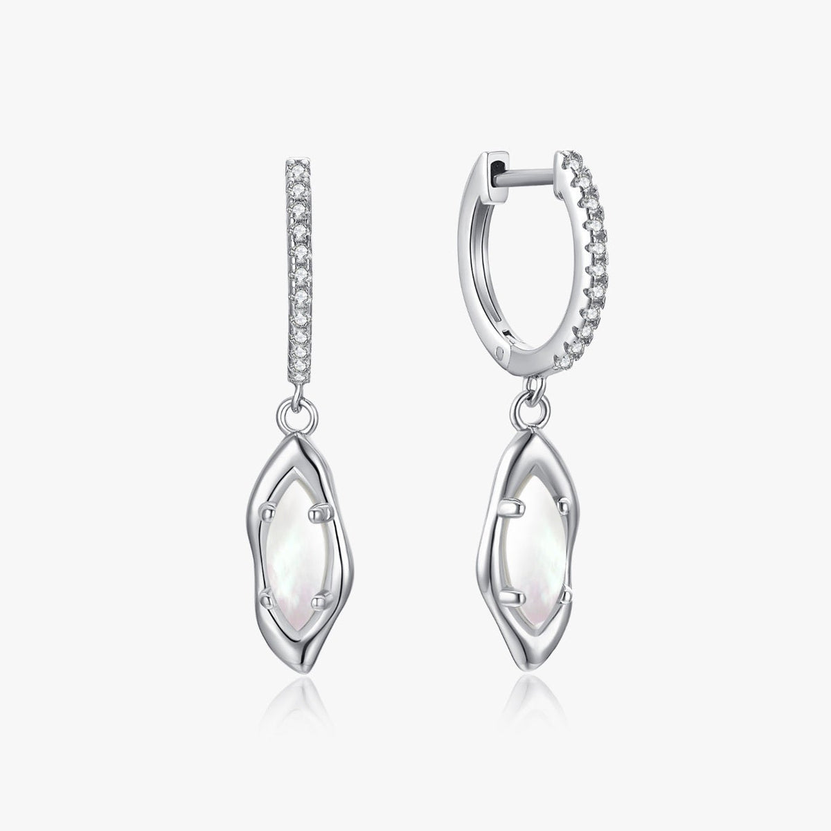 Vince Camuto Silver Stainless White Mother Of Pearl Dial Plus Ayla Earrings NWT Drop Hoop Clip On Earrings - Vince Camuto main image 2