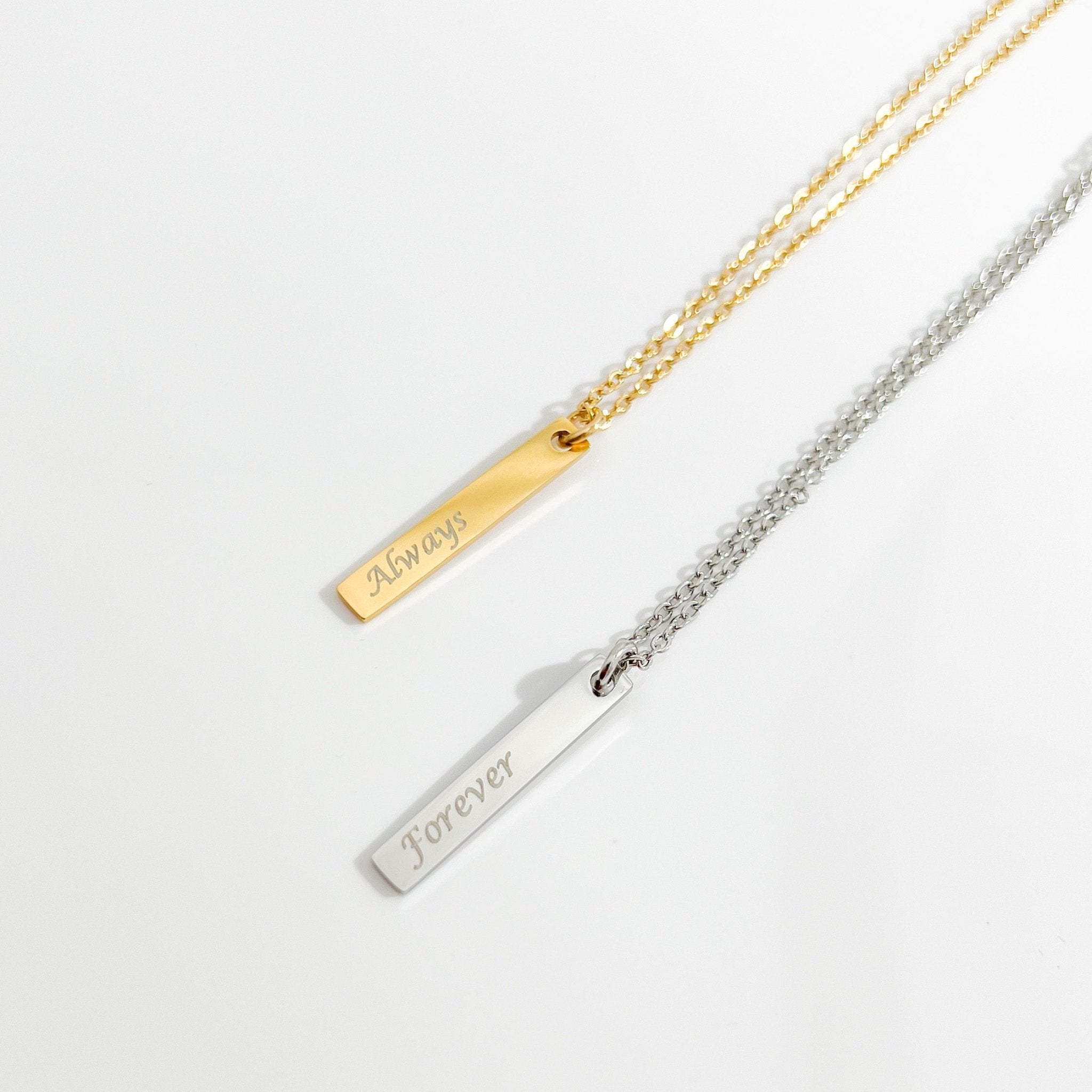 Simple Vertical Bar Necklace in Gold + Silver - Flaire & Co.