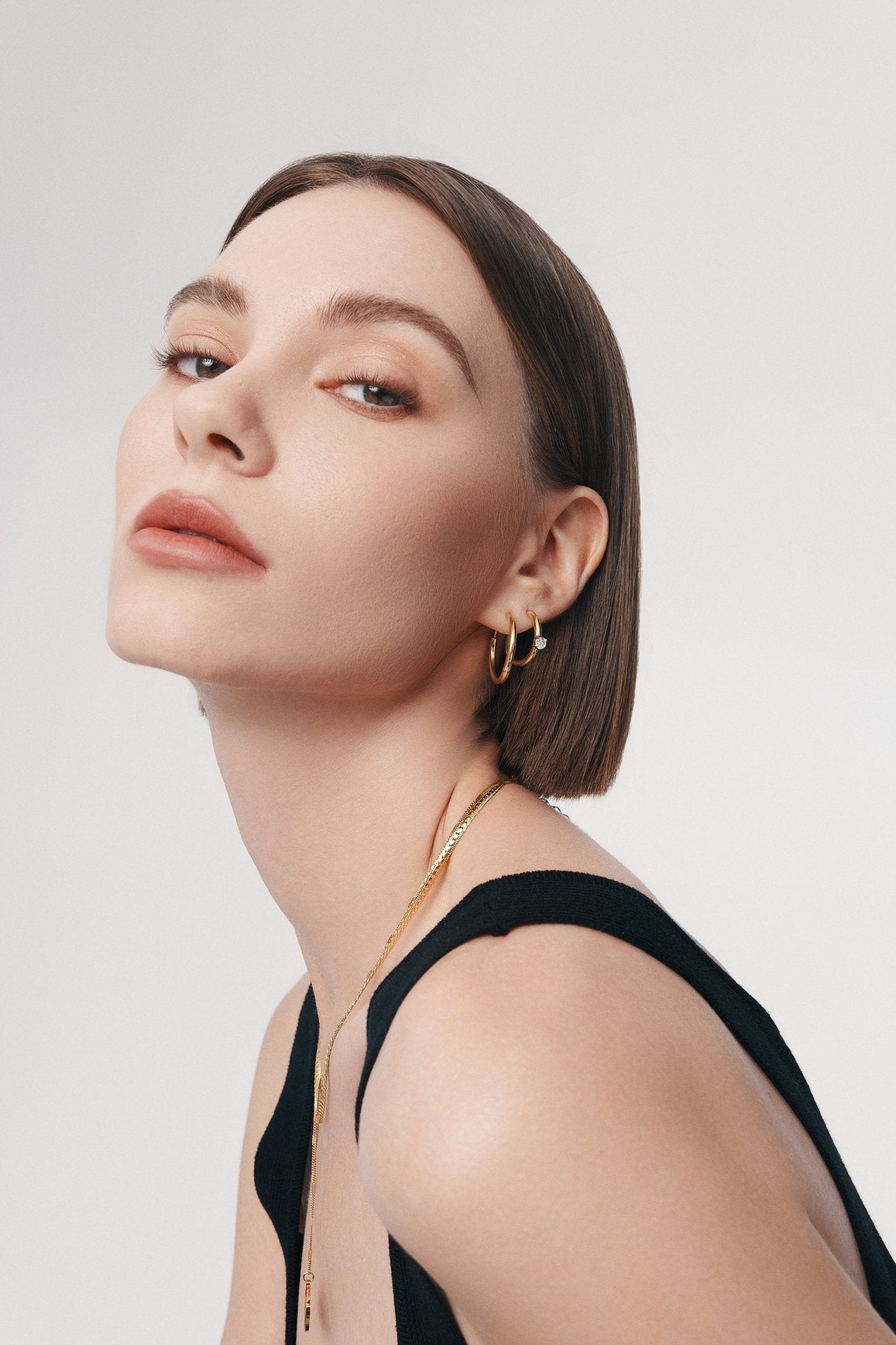 Single Gem Gold Hoops - Flaire & Co.