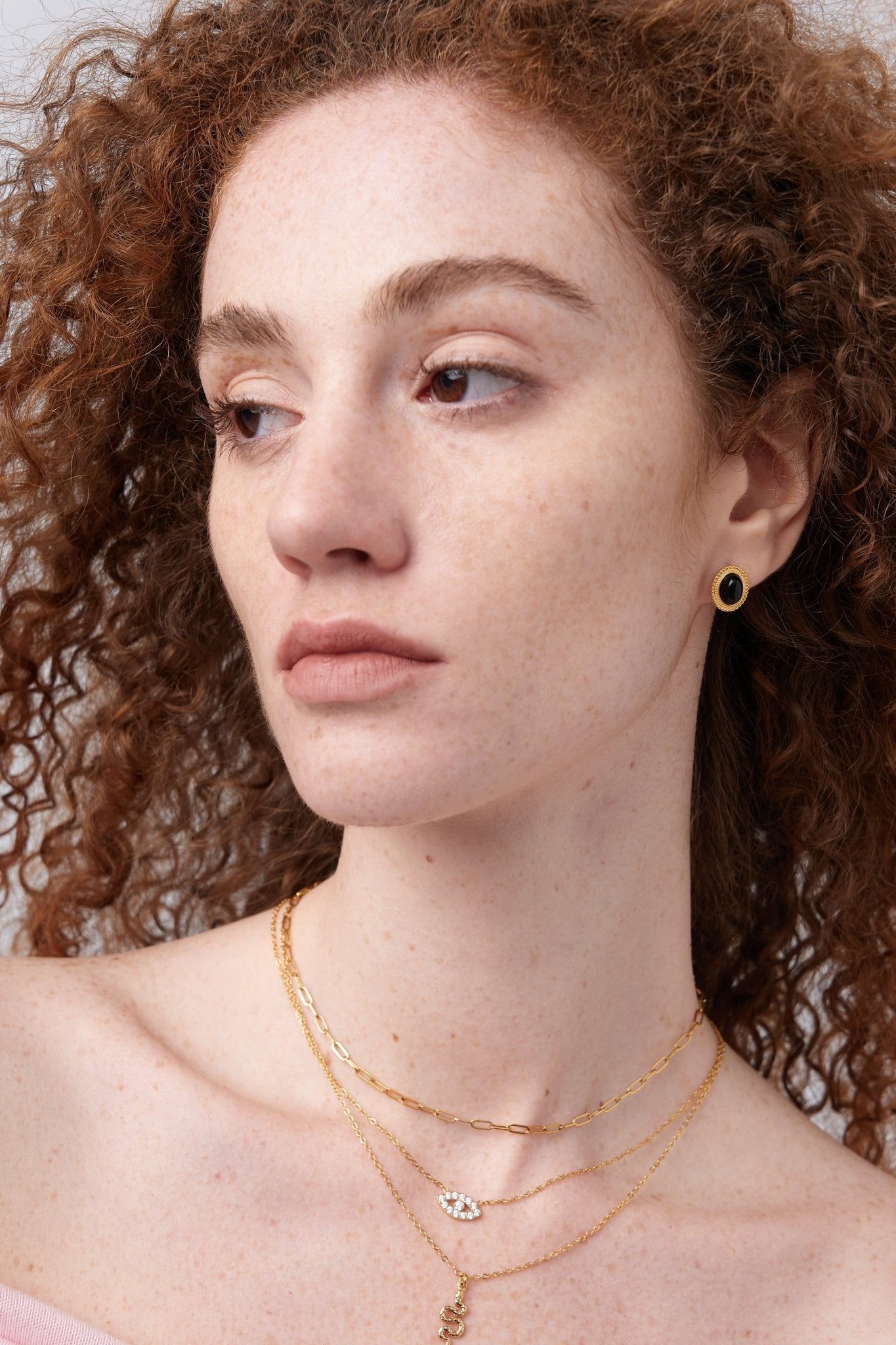 Small Oval Black Agate Earrings - Flaire & Co.