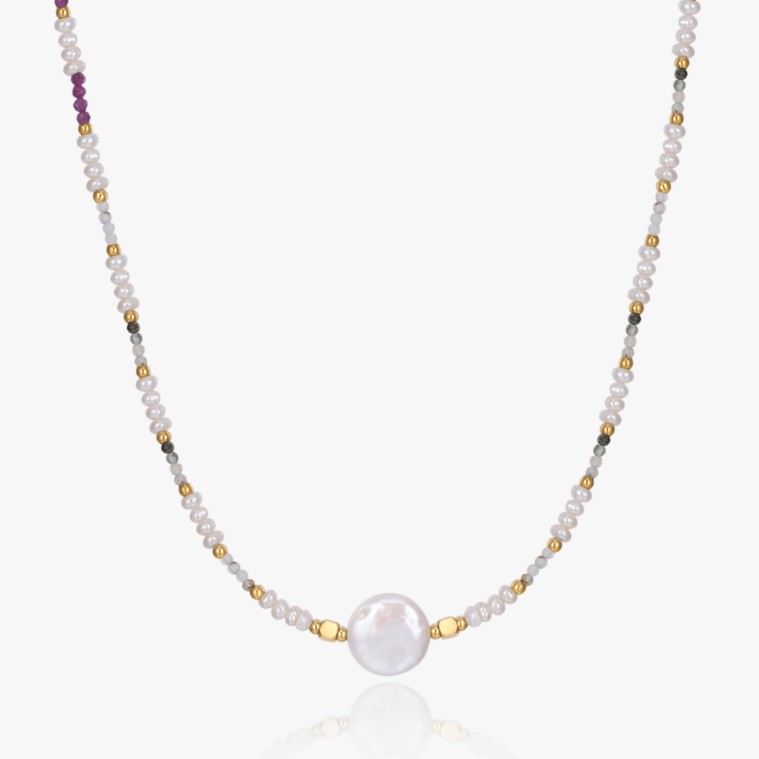Solis Button Pearl Necklace - Flaire & Co.