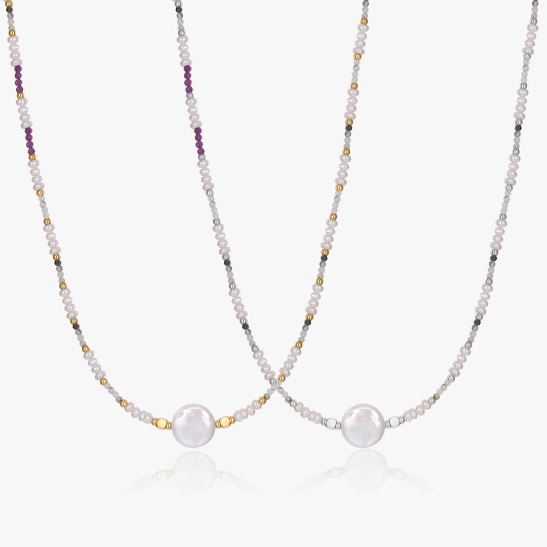 Solis Button Pearl Necklace - Flaire & Co.