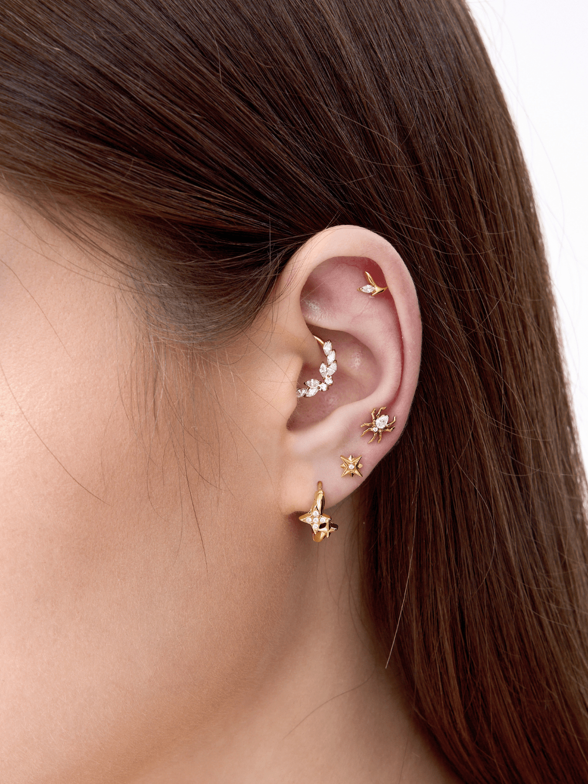 Spider Gem Titanium Flat Back Stud (Single) - Flaire & Co.
