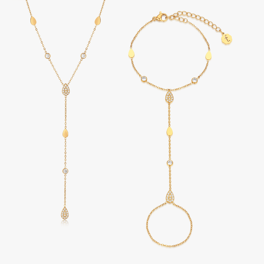 Tear Drop CZ Bundle in Gold - Flaire & Co.