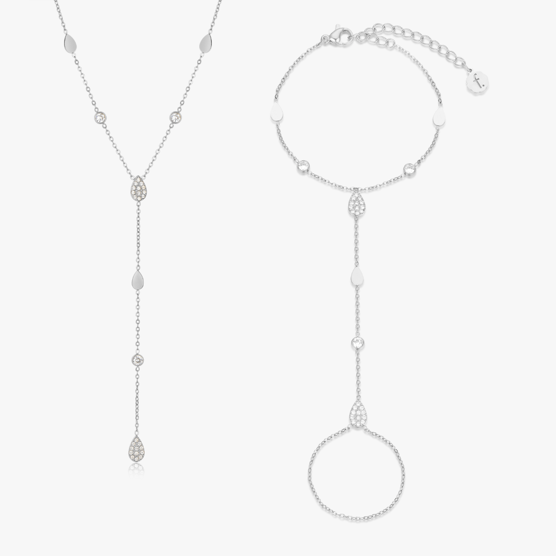 Tear Drop CZ Bundle in Silver - Flaire & Co.
