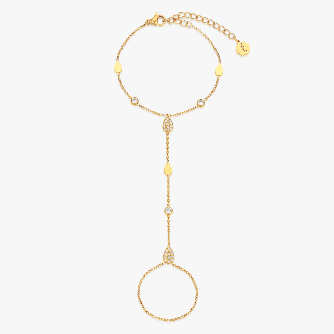 Tear Drop CZ Hand Chain - Flaire & Co.