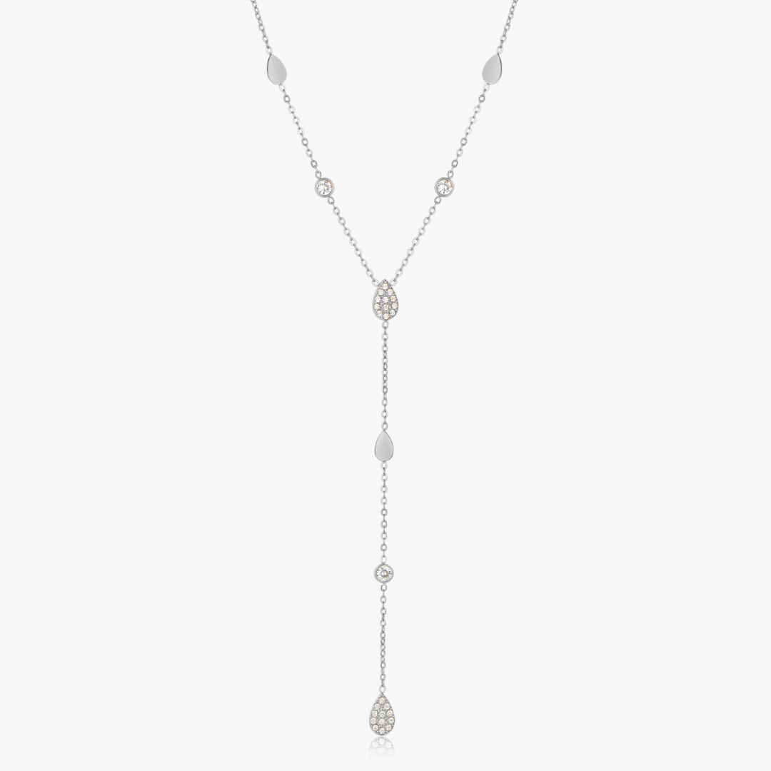 Tear Drop CZ Lariat Necklace - Flaire & Co.