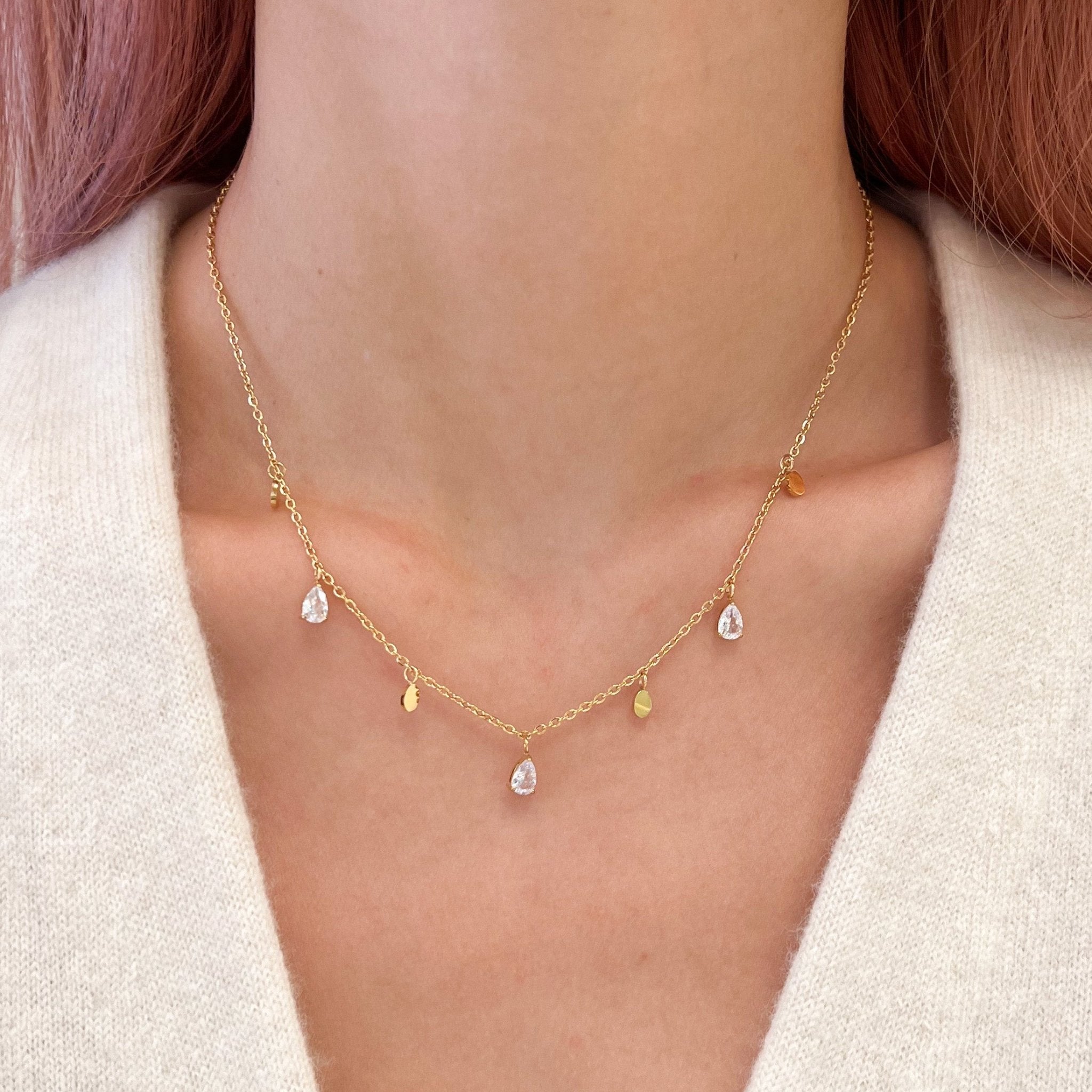 Tear Drops Necklace in Gold - Flaire & Co.