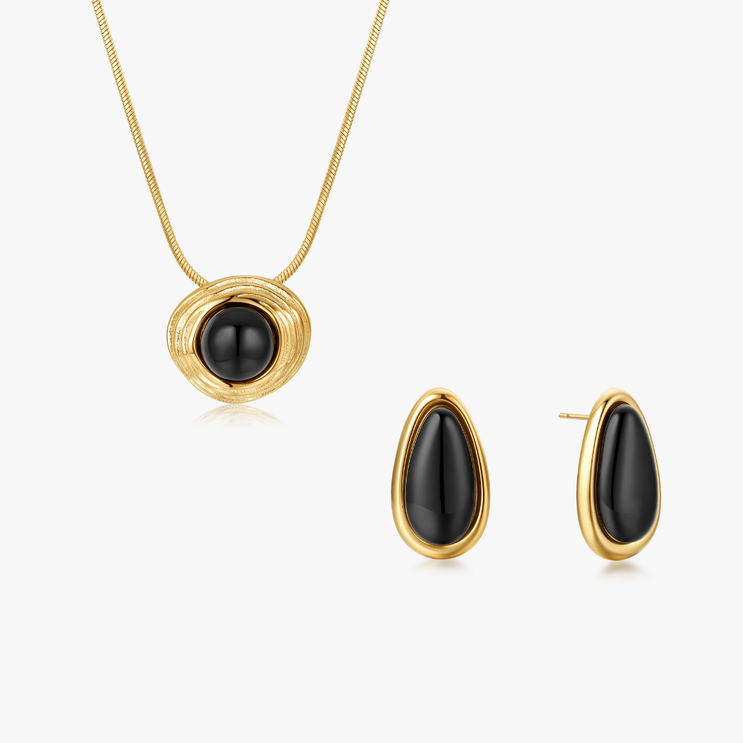 The Bold Black Gem Bundle in Gold - Flaire & Co.