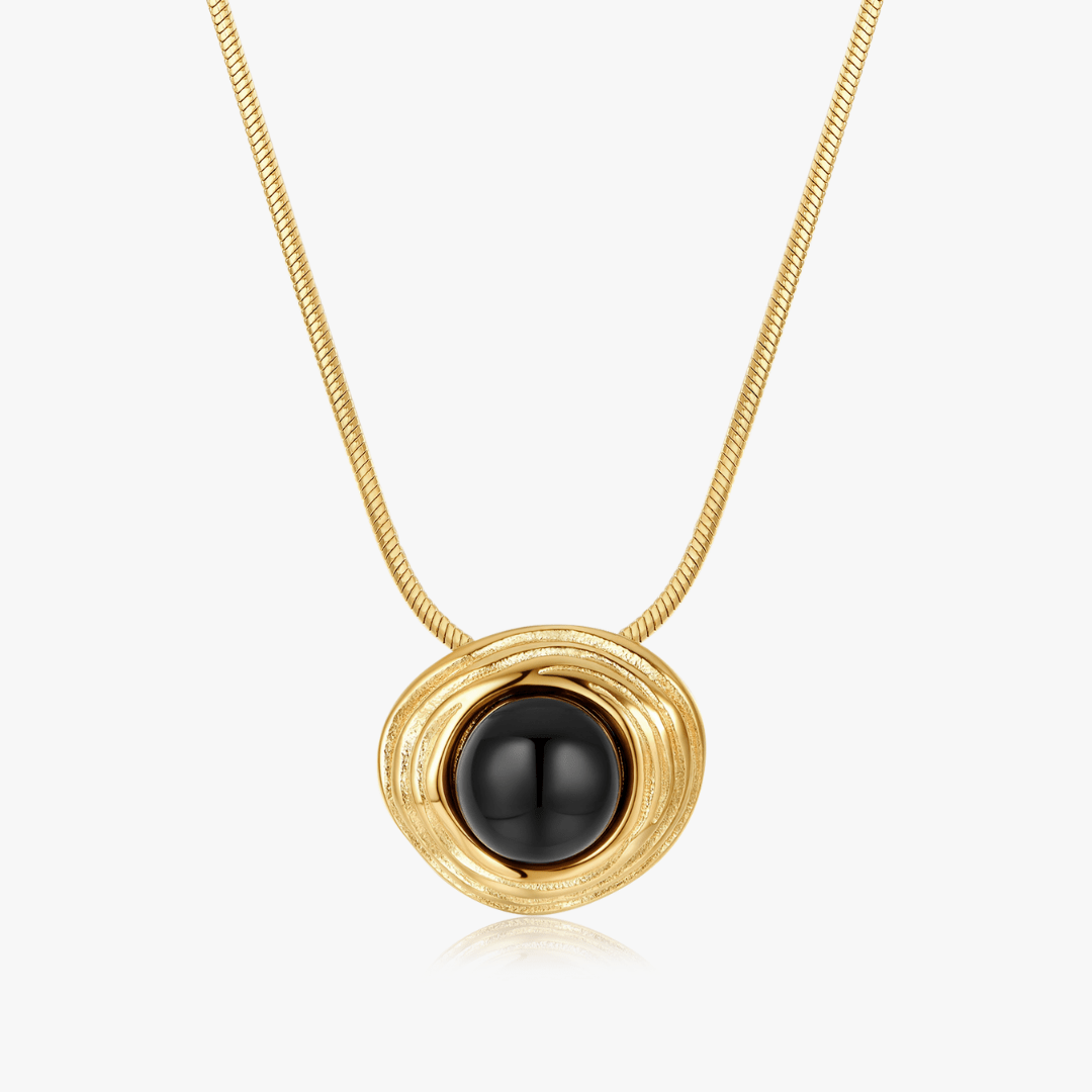 Thea Black Gem Necklace - Flaire & Co.