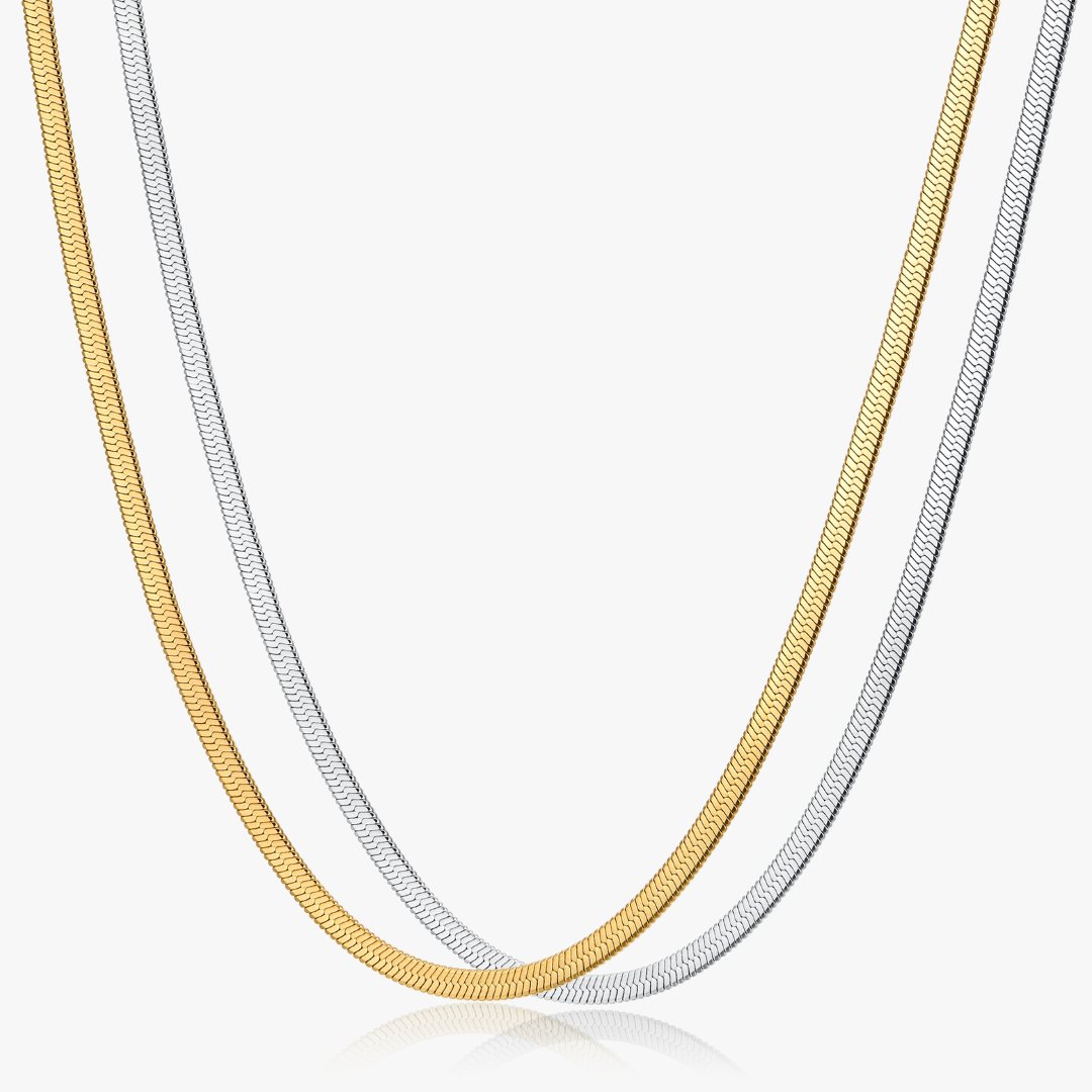 Thick Herringbone Necklace Gold (Unisex) - Flaire & Co.