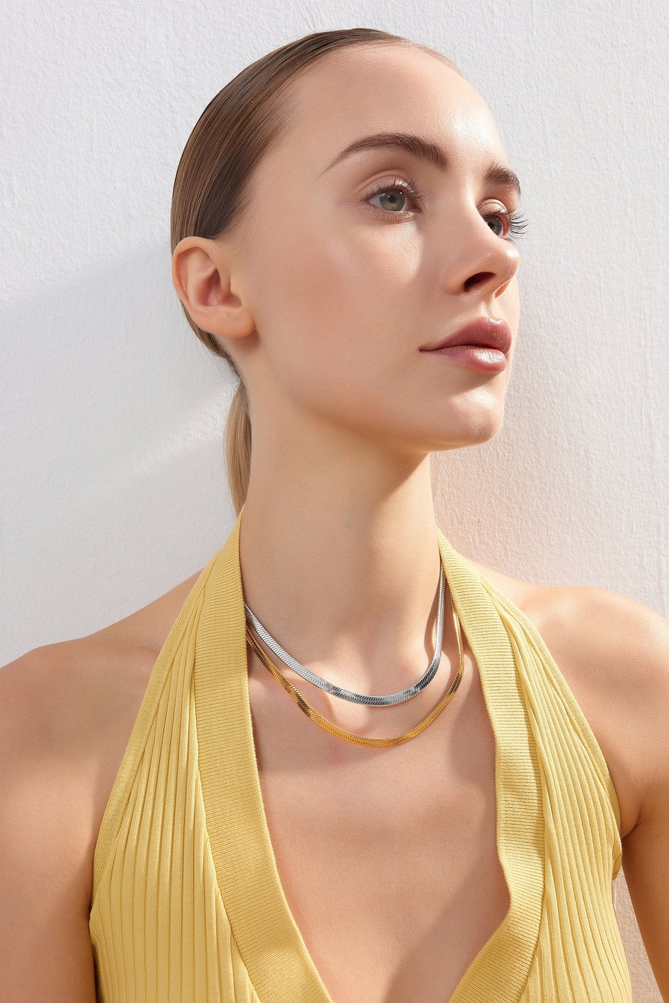 Thick Herringbone Necklace Gold (Unisex) - Flaire & Co.