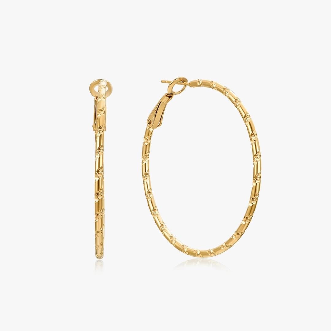 Thin Bamboo Large Gold Hoops - Flaire & Co.
