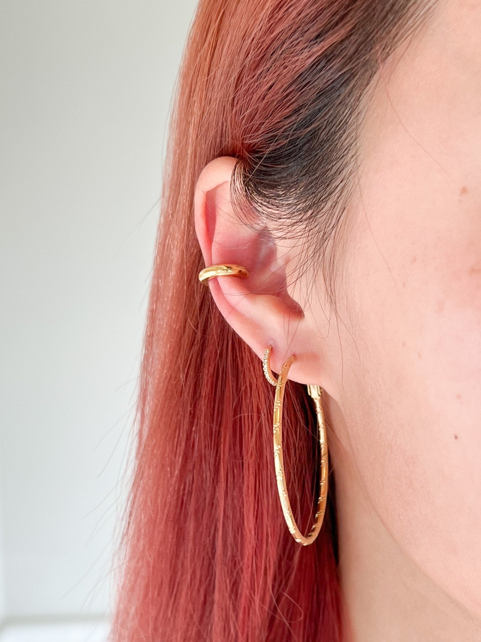 Thin Bamboo Large Gold Hoops - Flaire & Co.