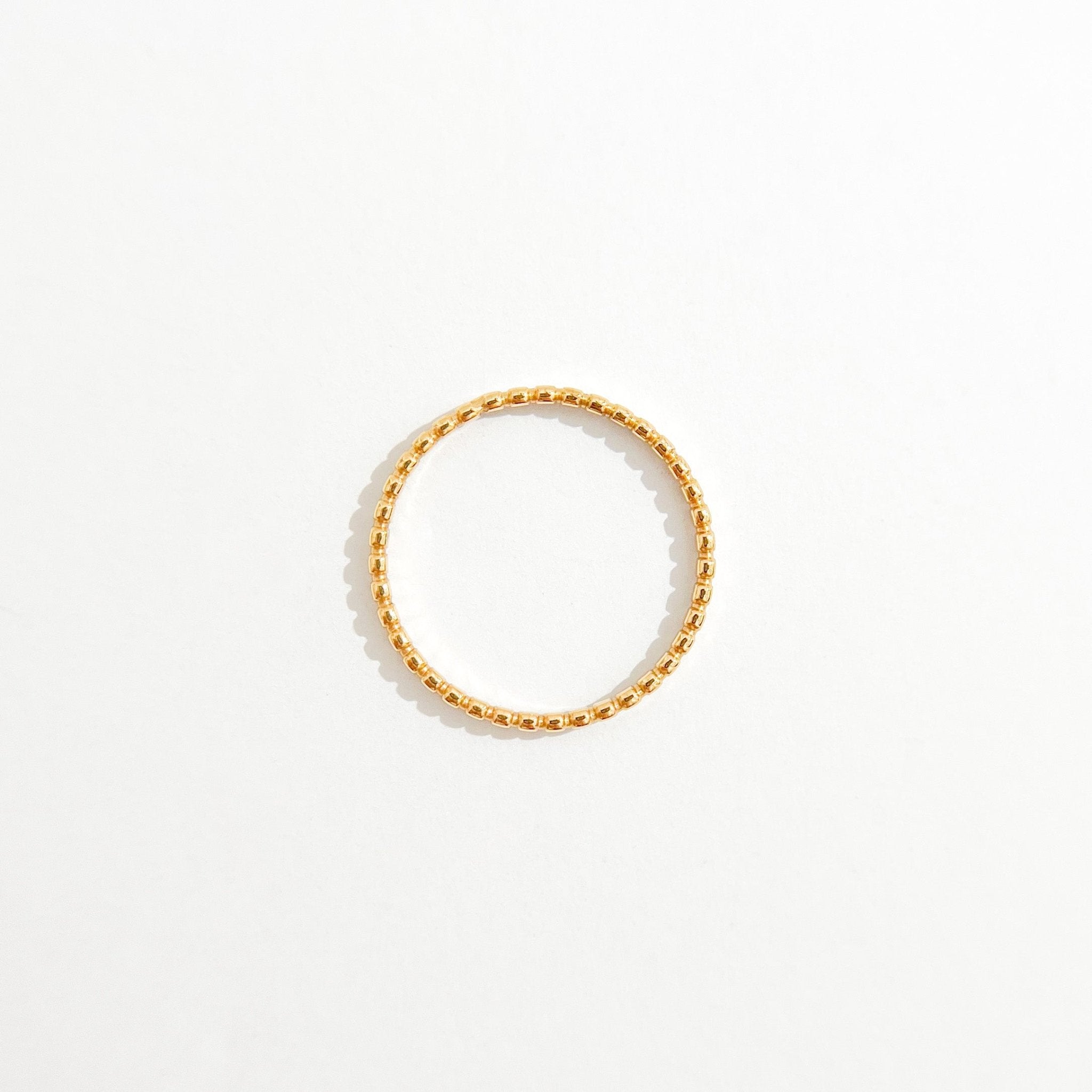 Thin Beaded Band Gold Ring - Flaire & Co.