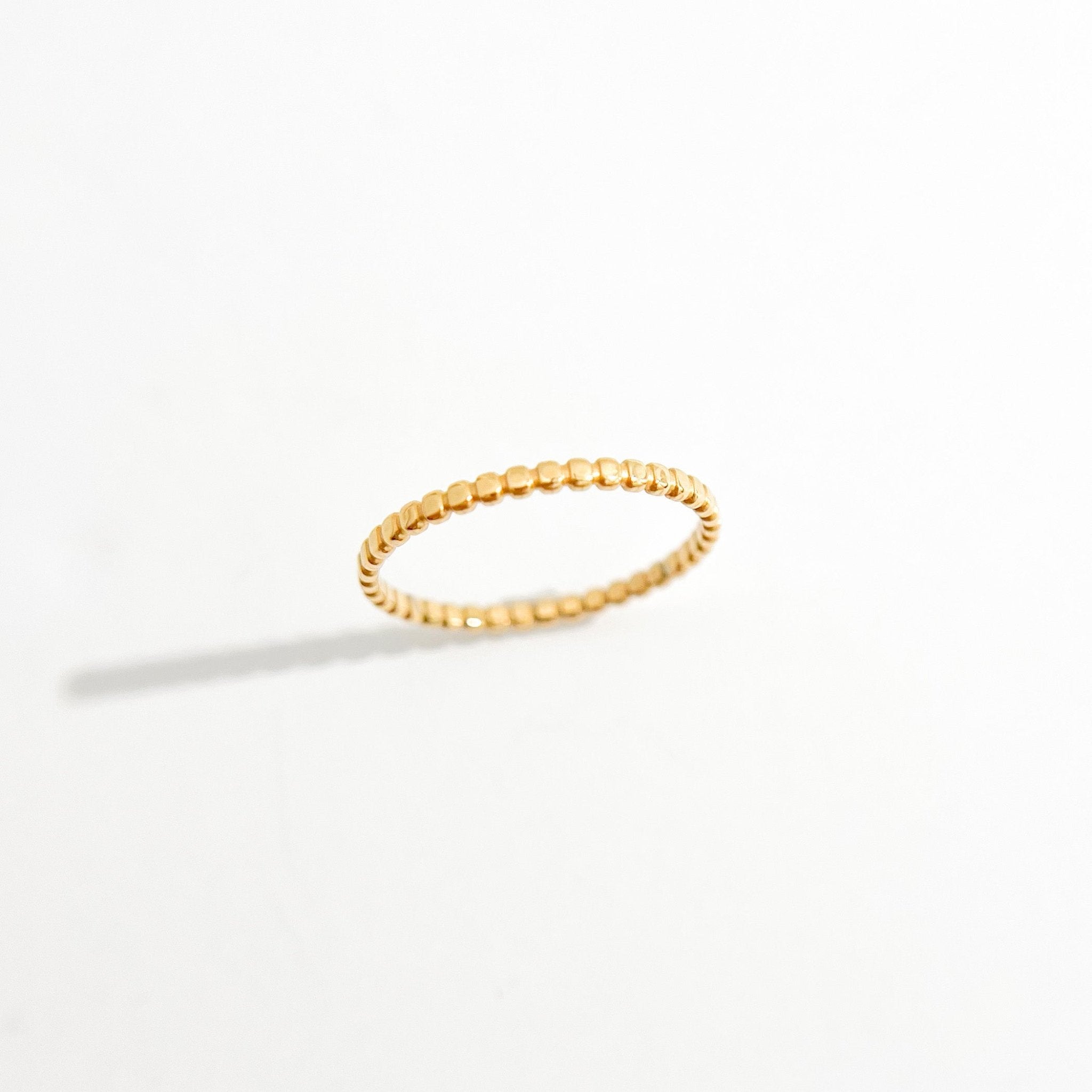 Thin Beaded Band Gold Ring - Flaire & Co.