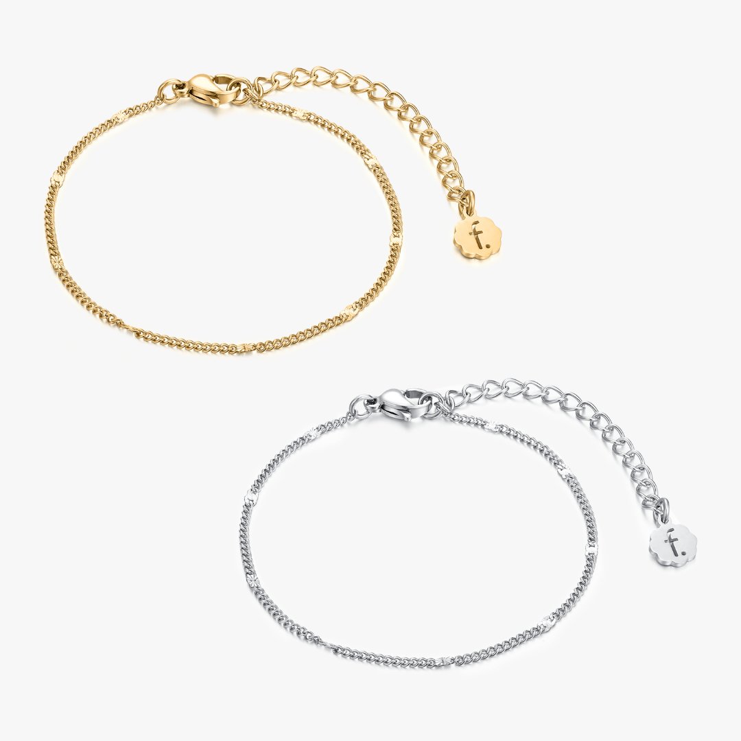 Thin Hammered Chain Bracelet - Flaire & Co.