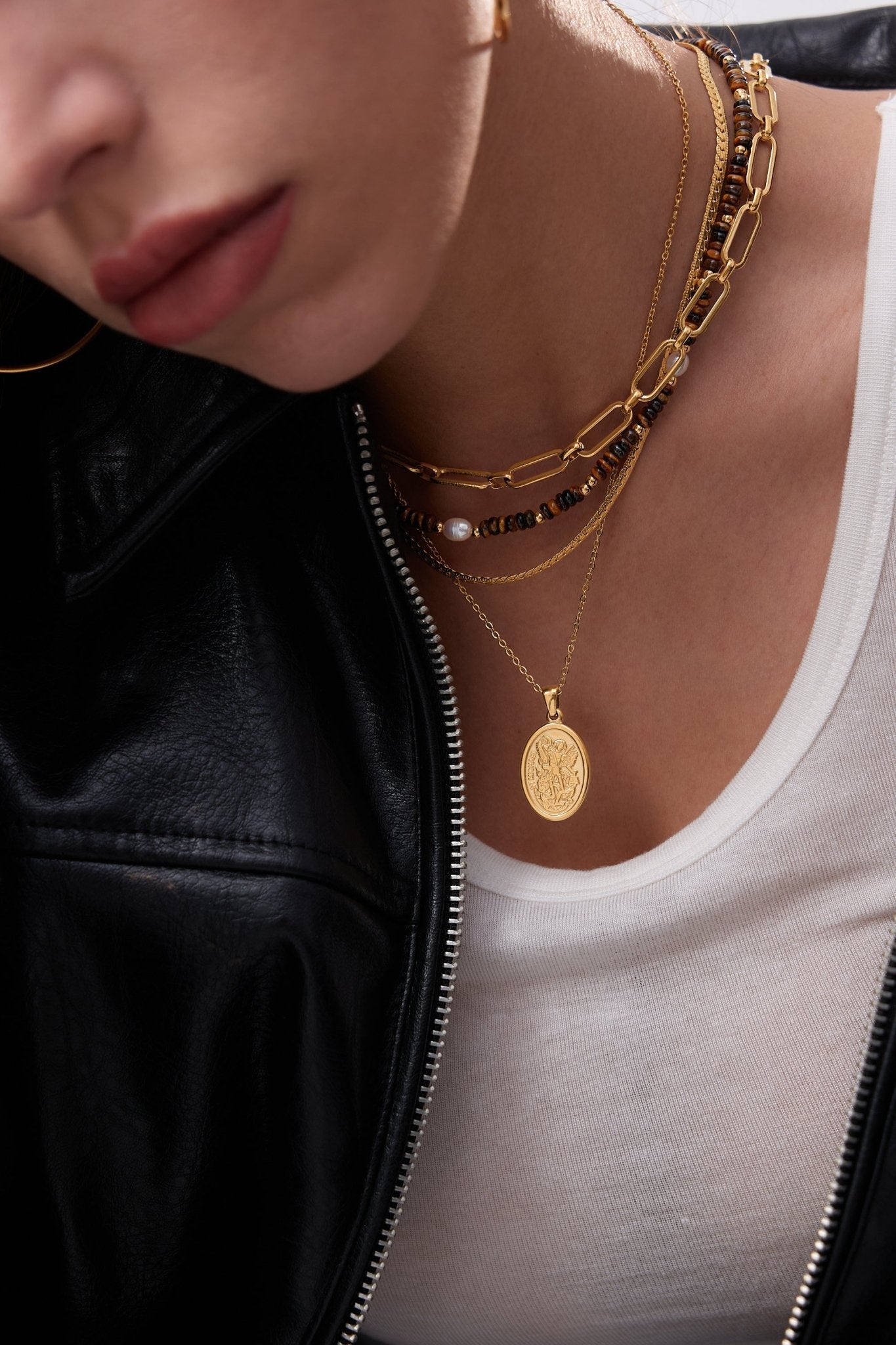 Tiger Eye Beads + Pearls Necklace - Flaire & Co.