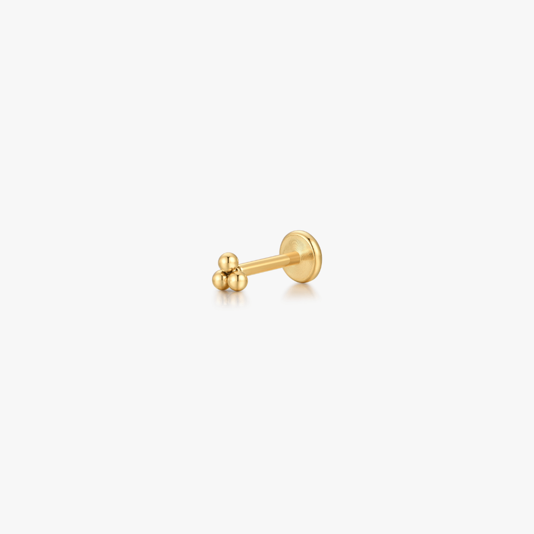 Trio Bead Titanium Flat Back Stud (Single) - Flaire & Co.