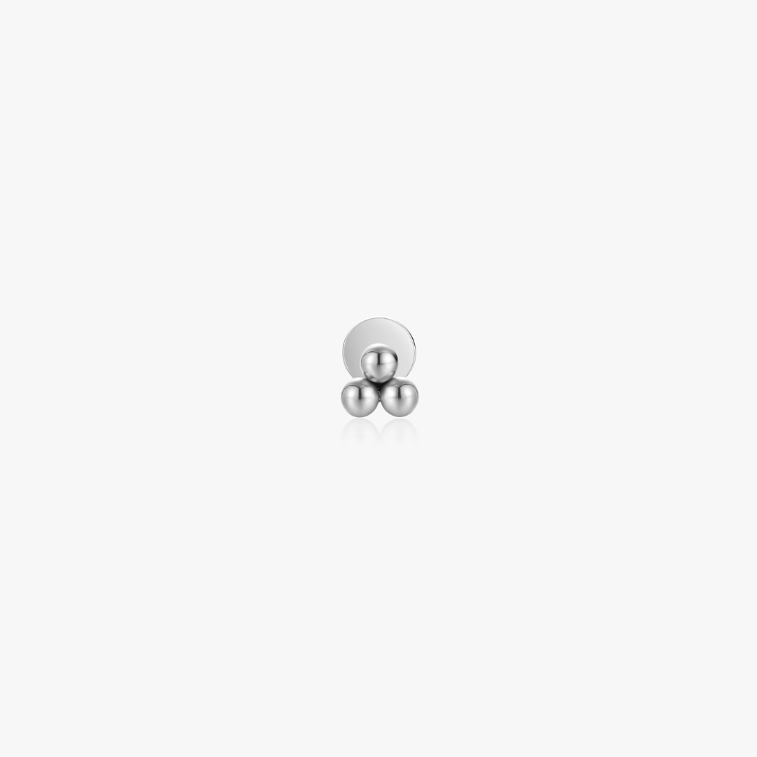 Trio Bead Titanium Flat Back Stud (Single) - Flaire & Co.