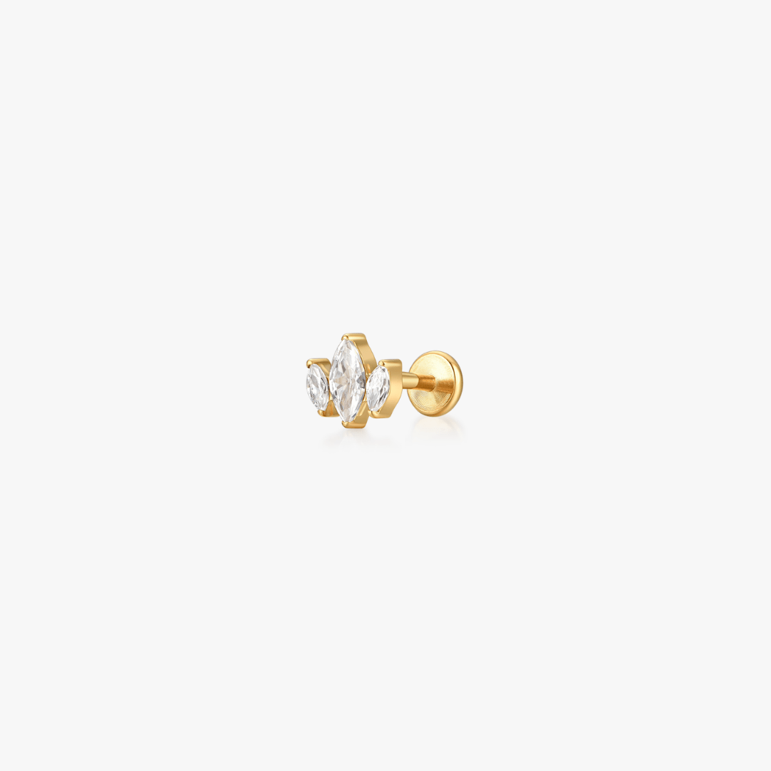 Trio Marquise Titanium Flat Back Stud (Single) - Flaire & Co.