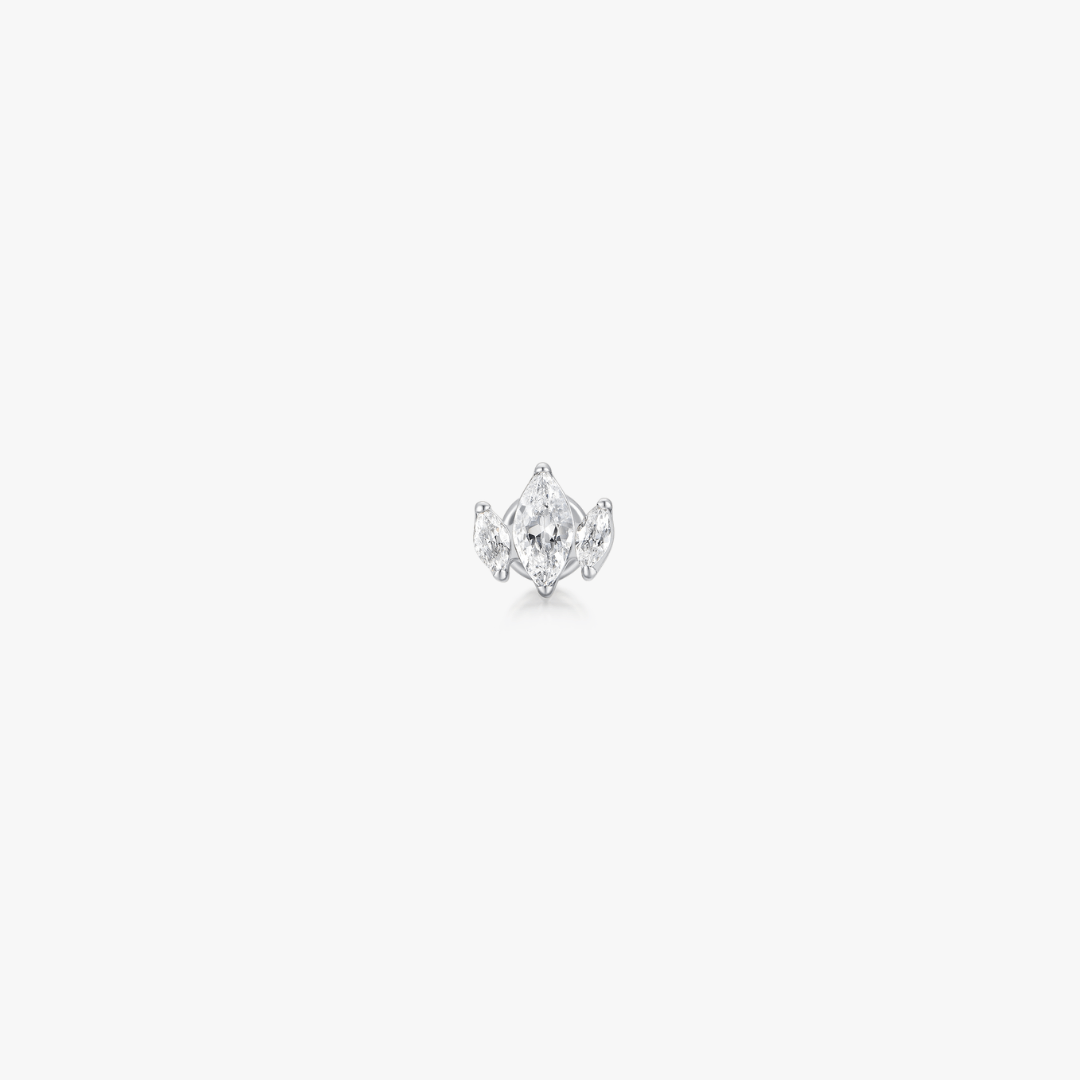 Trio Marquise Titanium Flat Back Stud (Single) - Flaire & Co.