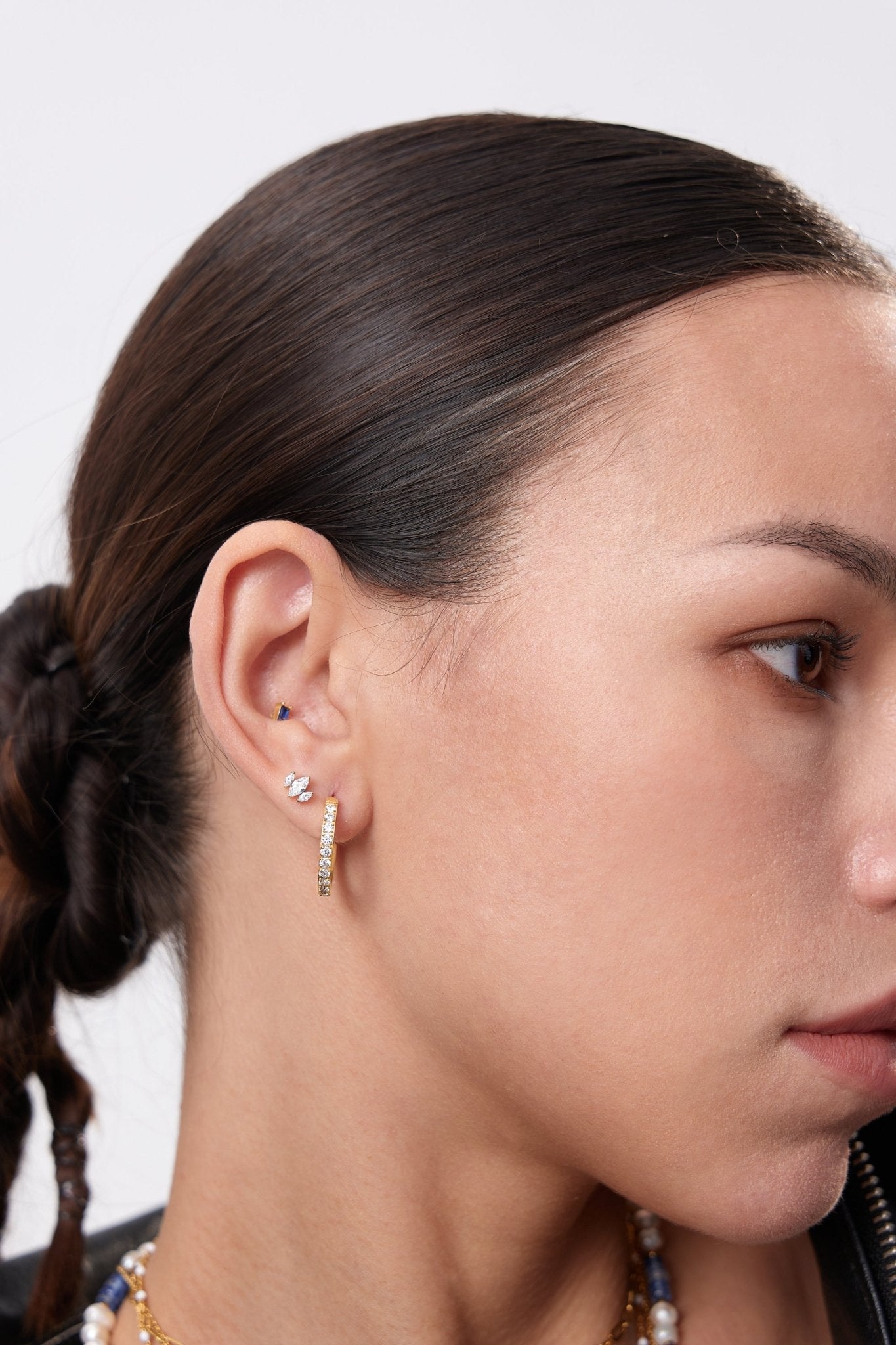 Trio Marquise Titanium Flat Back Stud (Single) - Flaire & Co.
