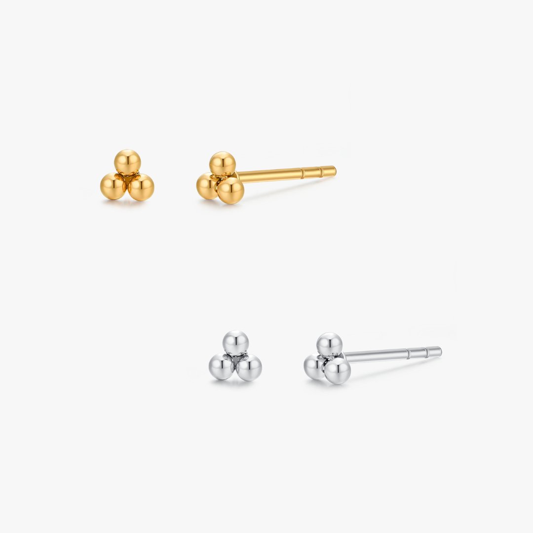 Trio Triangle Beads Stud - Flaire & Co.