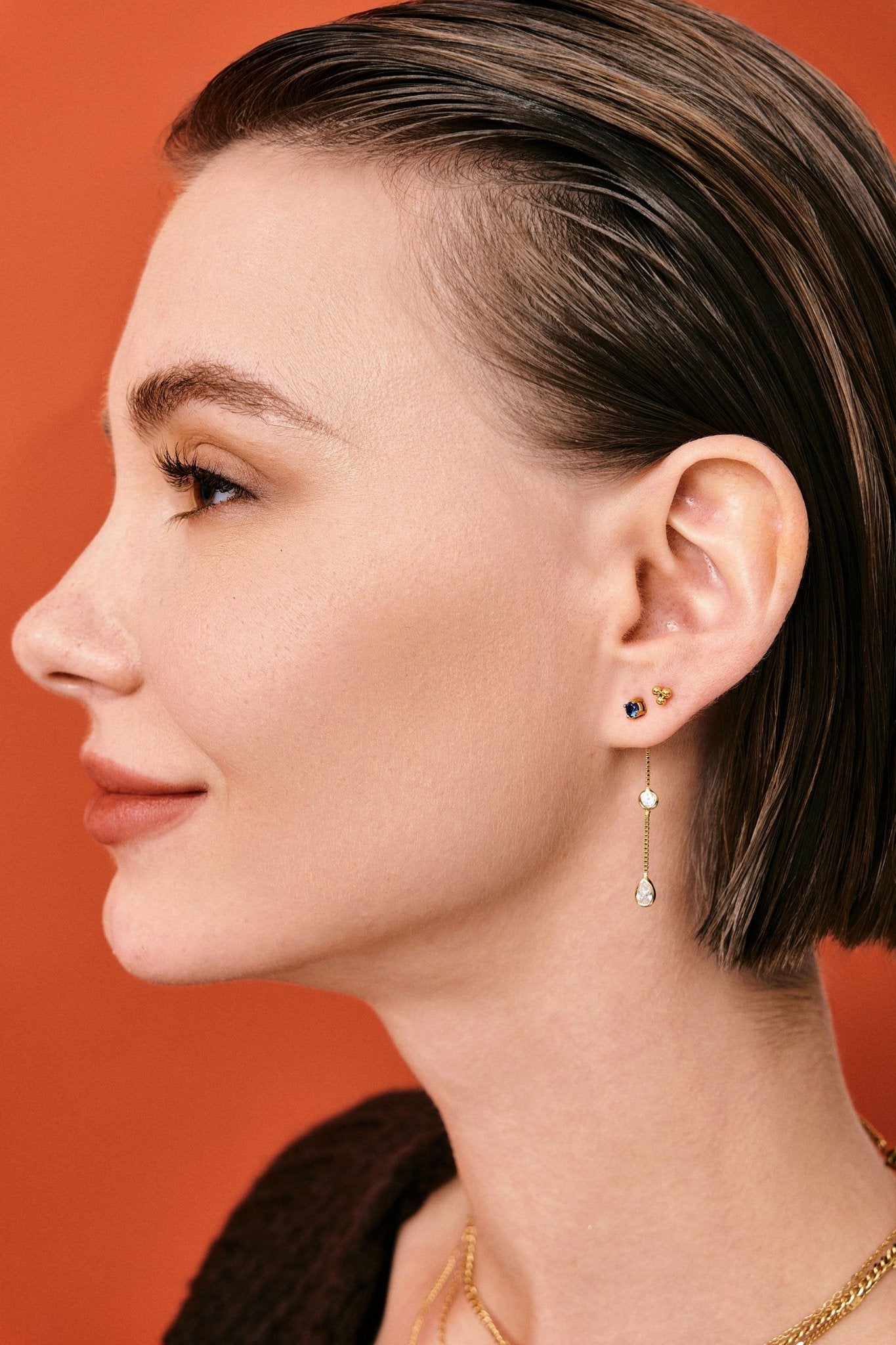 Trio Triangle Beads Stud in Gold - Flaire & Co.