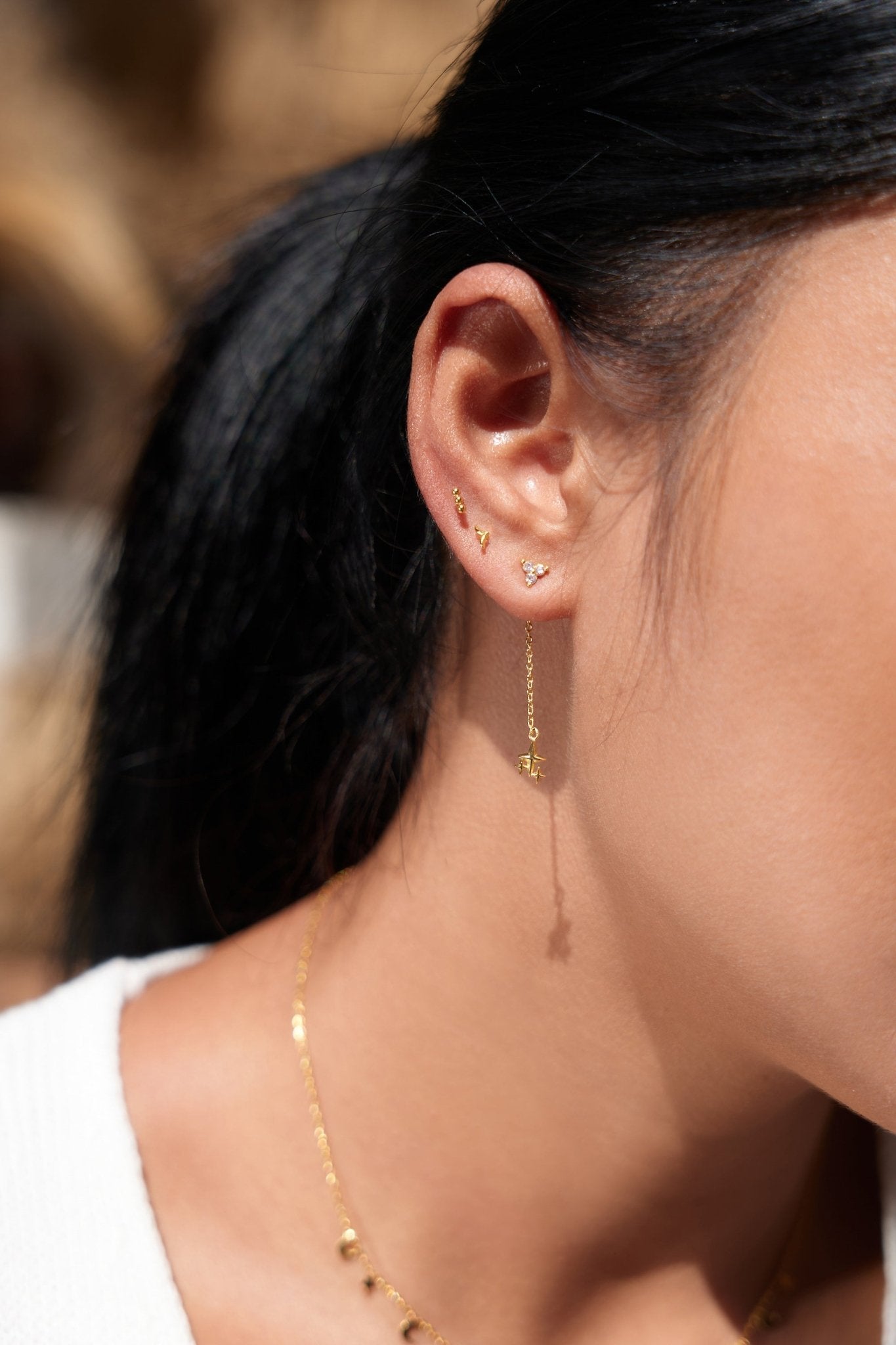 Trio Vertical Beads Stud in Gold - Flaire & Co.