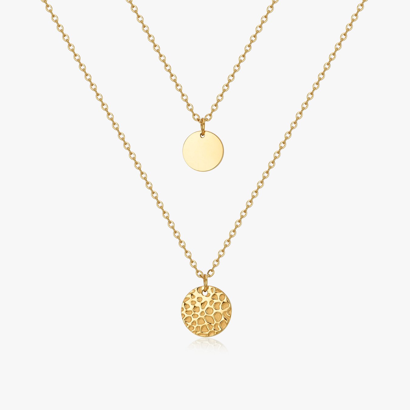 Two Layered Disk Necklace in Gold - Flaire & Co.