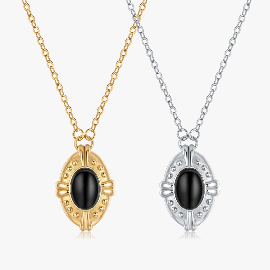 Vintage Inspired Black Agate Necklace - Flaire & Co.