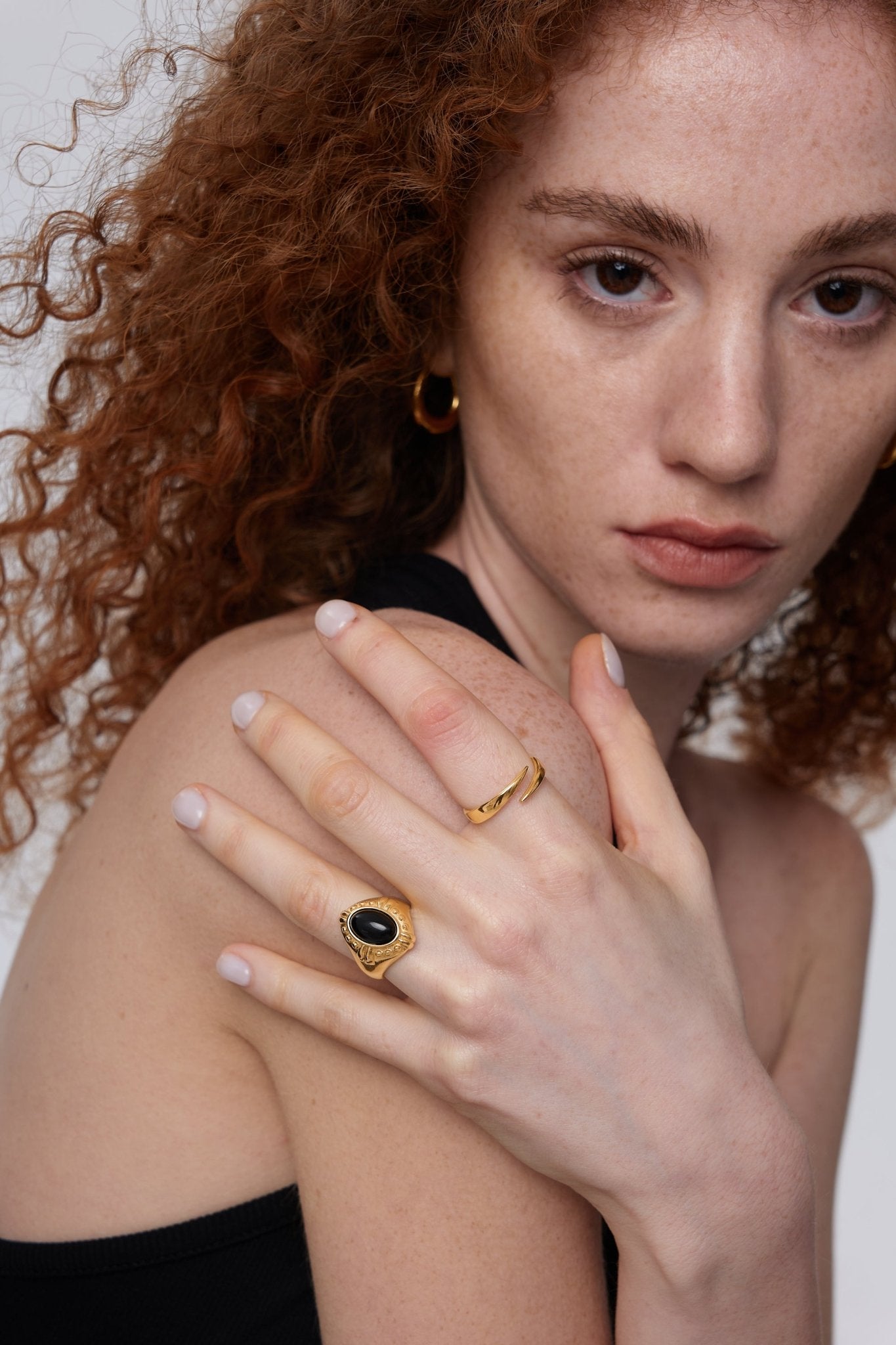 Vintage Inspired Black Agate Ring - Flaire & Co.